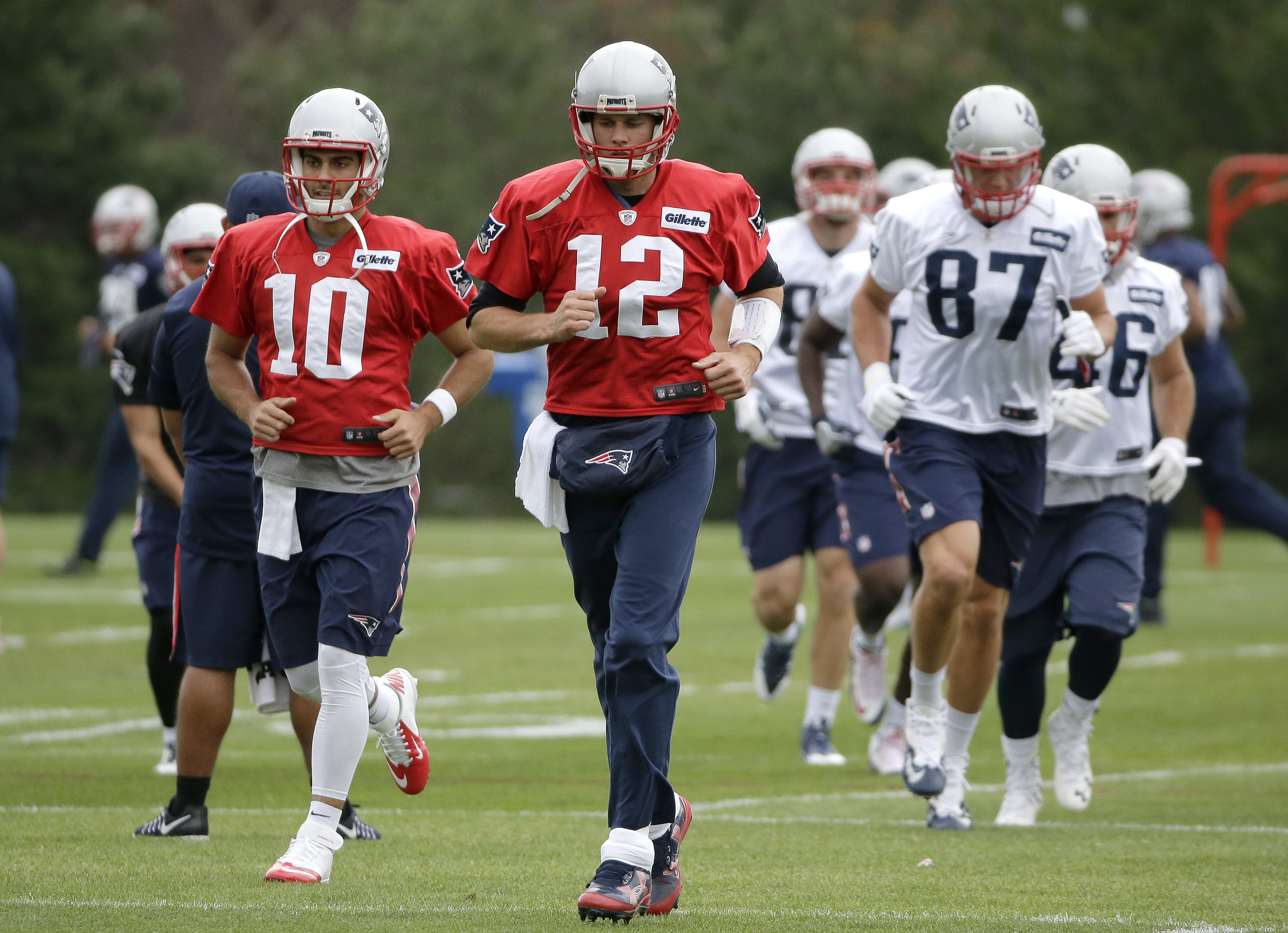 New England Patriots kicker Adam Vinatieri jumps for joy after