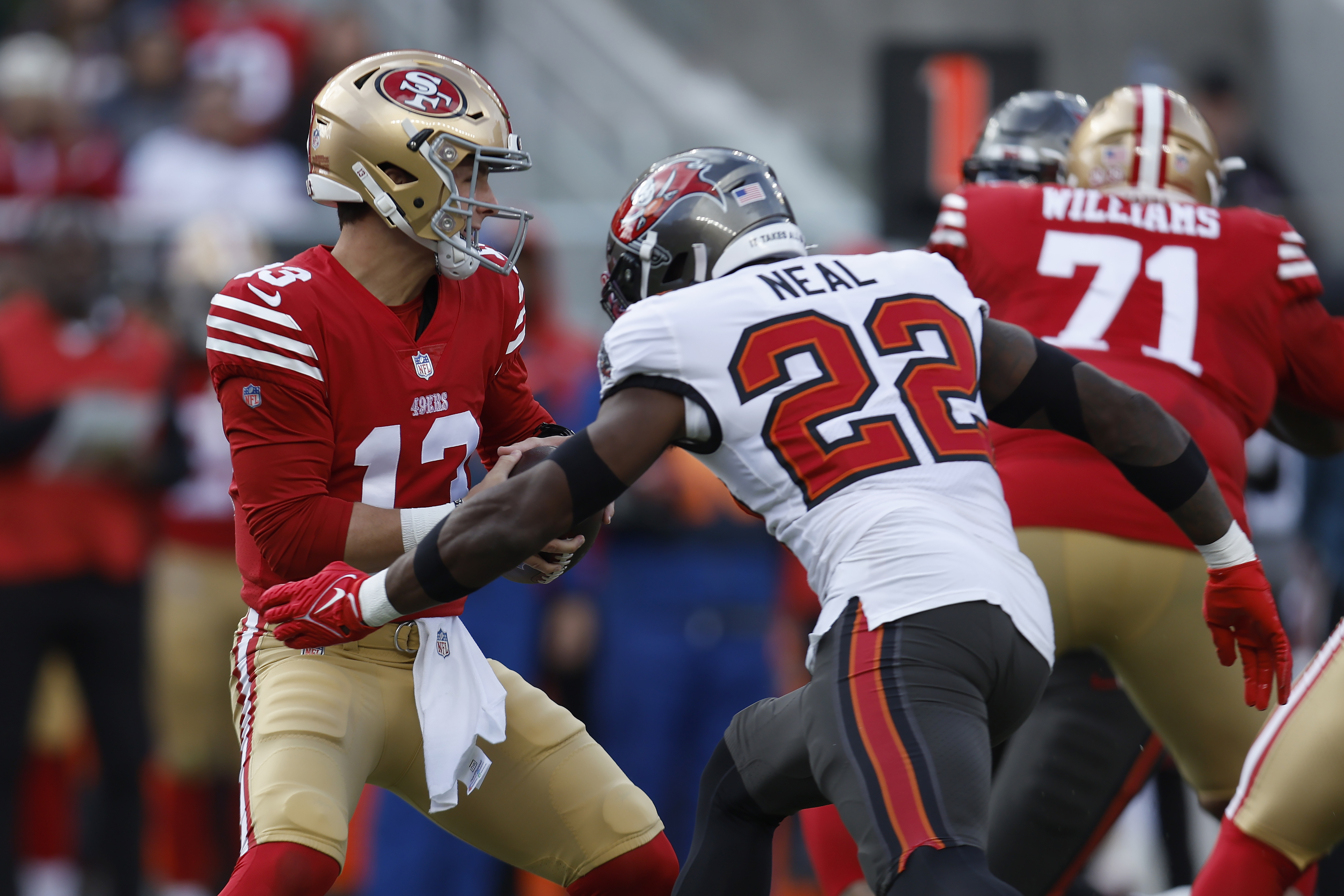 Tampa Bay Buccaneers safety Keanu Neal (22) walks off the field