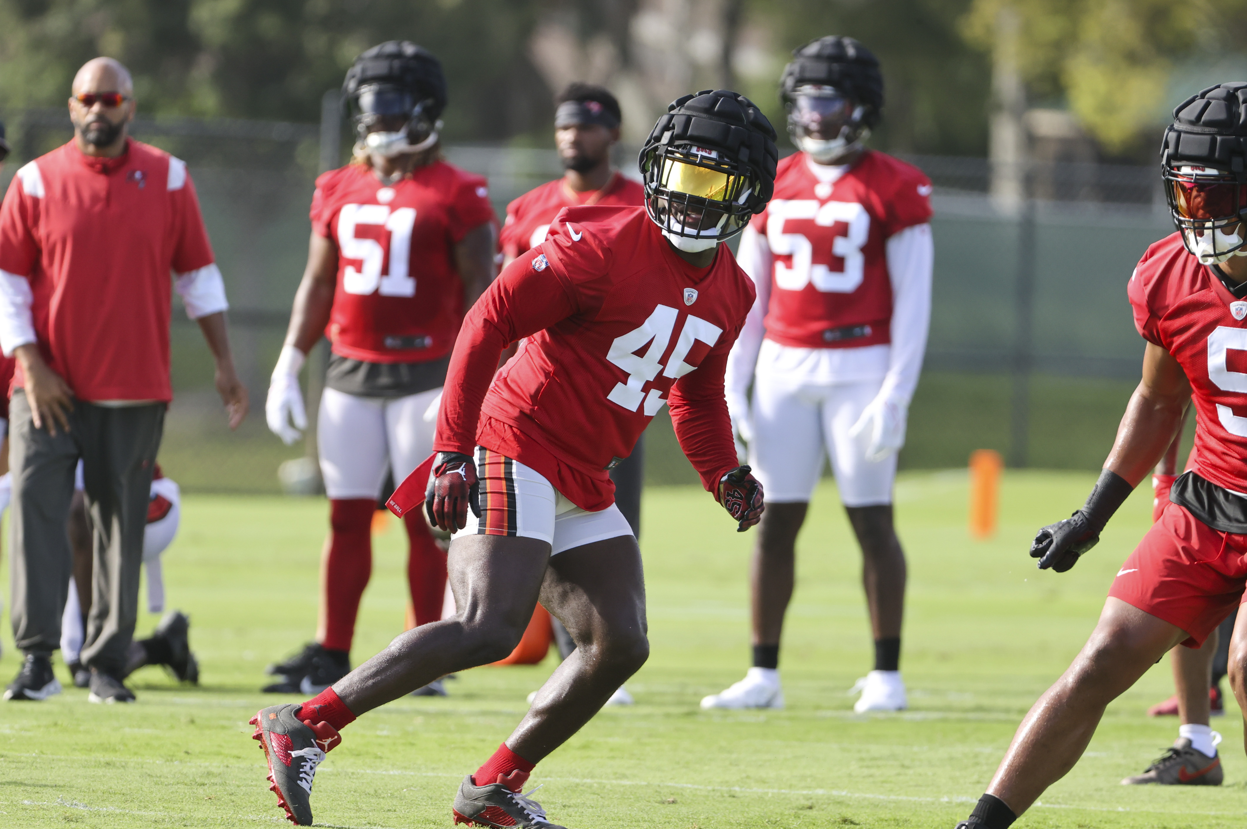 June 11, 2023, Tampa, Florida, USA: Tampa Bay Buccaneers linebacker Devin  White (45) attends the