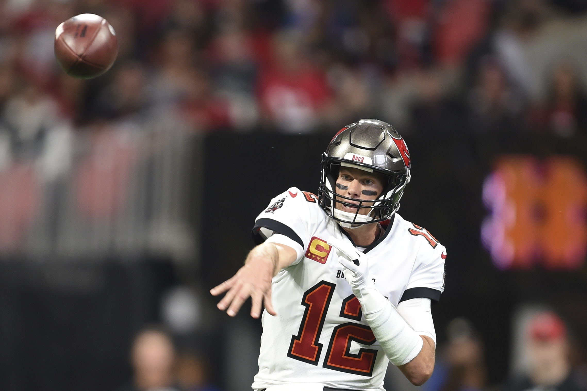 Tampa Bay Buccaneers running back Rachaad White (29) lines up during the  first half of an NFL football game against the Atlanta Falcons, Sunday,  Jan. 8, 2023, in Atlanta. The Atlanta Falcons