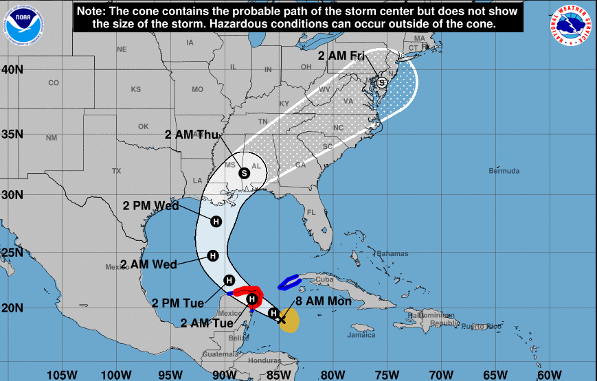 Zeta Prompts Hurricane Watch For Yucatan Peninsula Florida In Its Cone