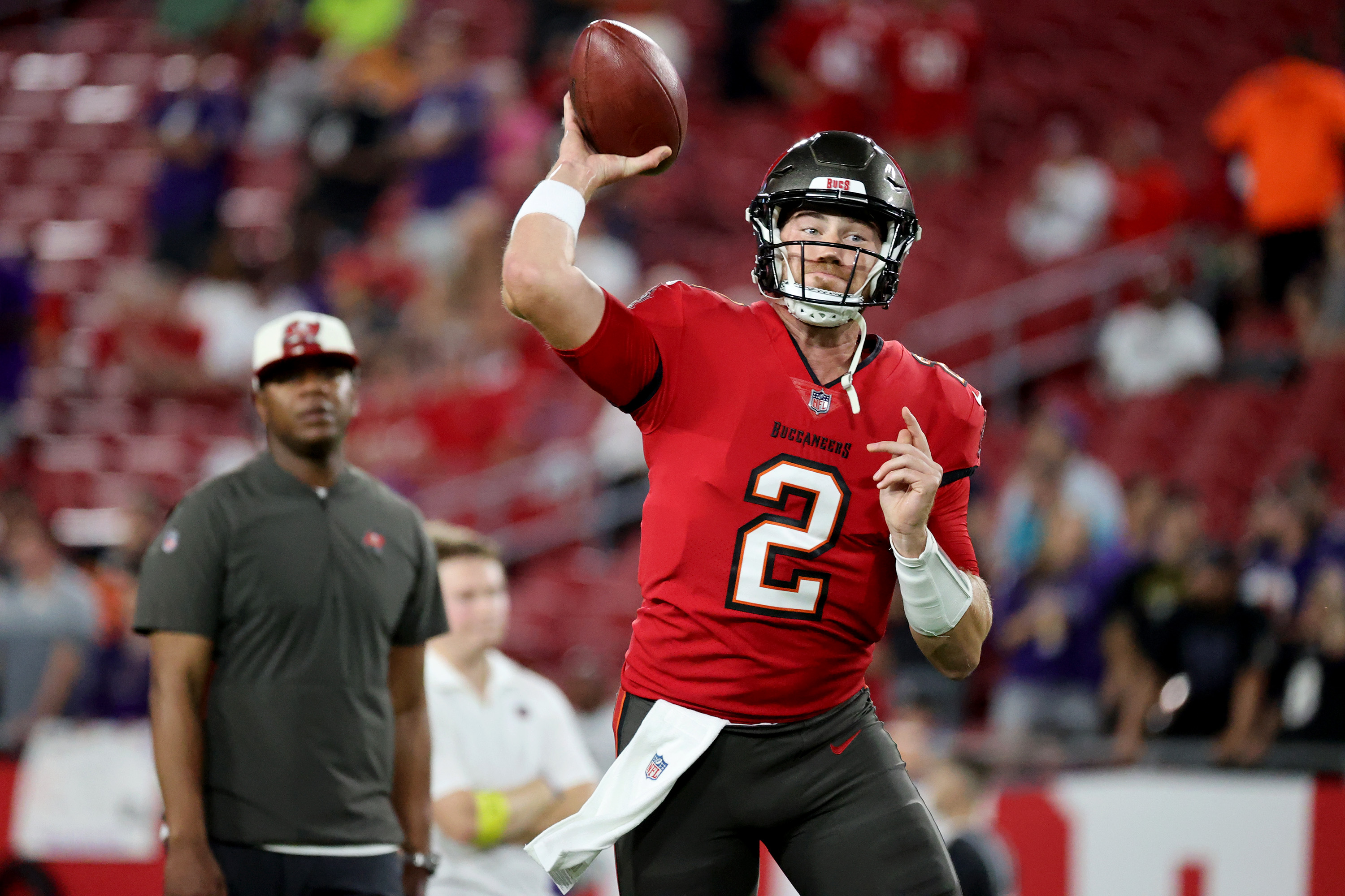 Mayfield sits while Trask plays in Bucs' 13-6 preseason win over Jets.  Backup Wolford injures neck - The San Diego Union-Tribune