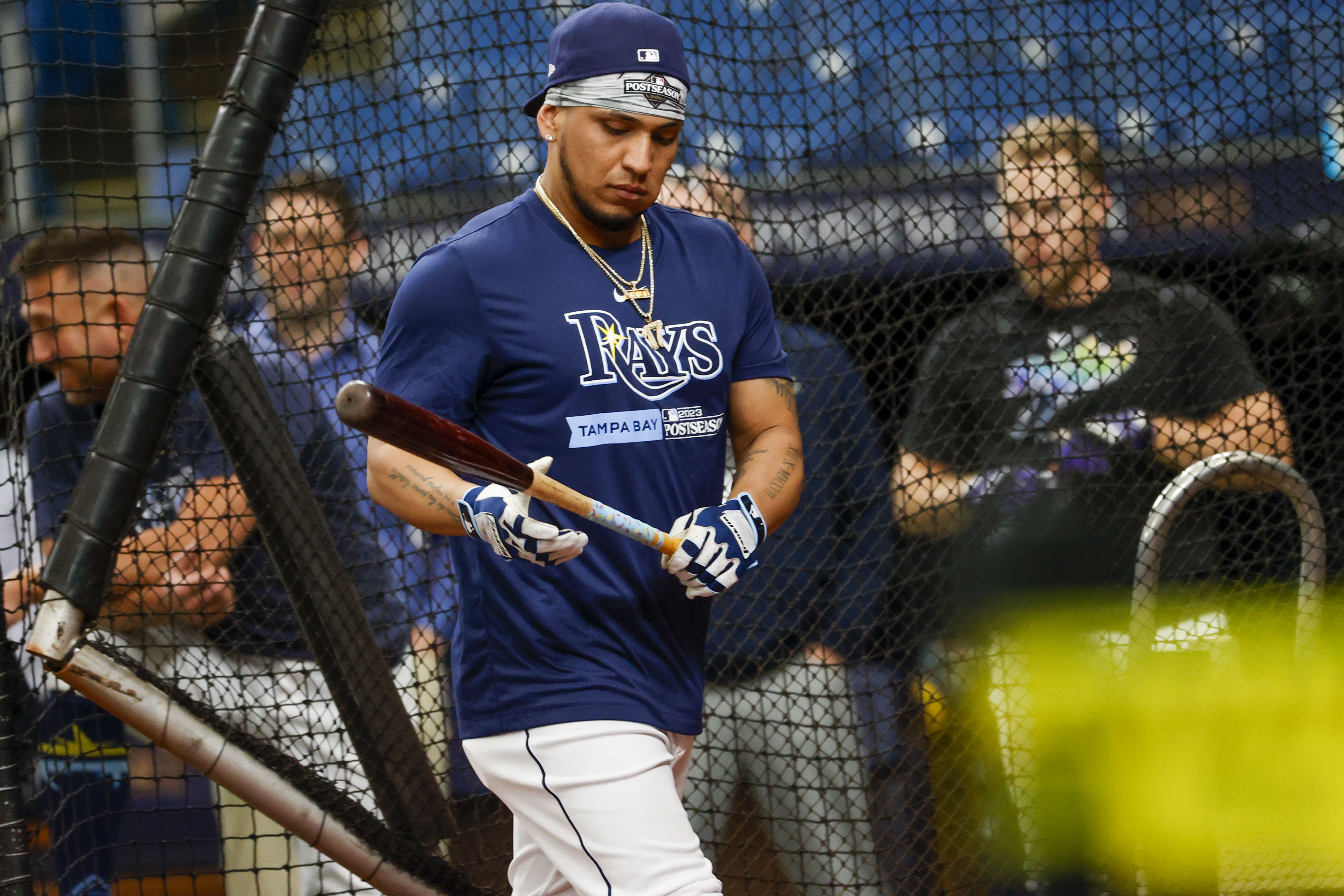 Jose Siri, Luke Raley take live batting practice before Wild Card Series