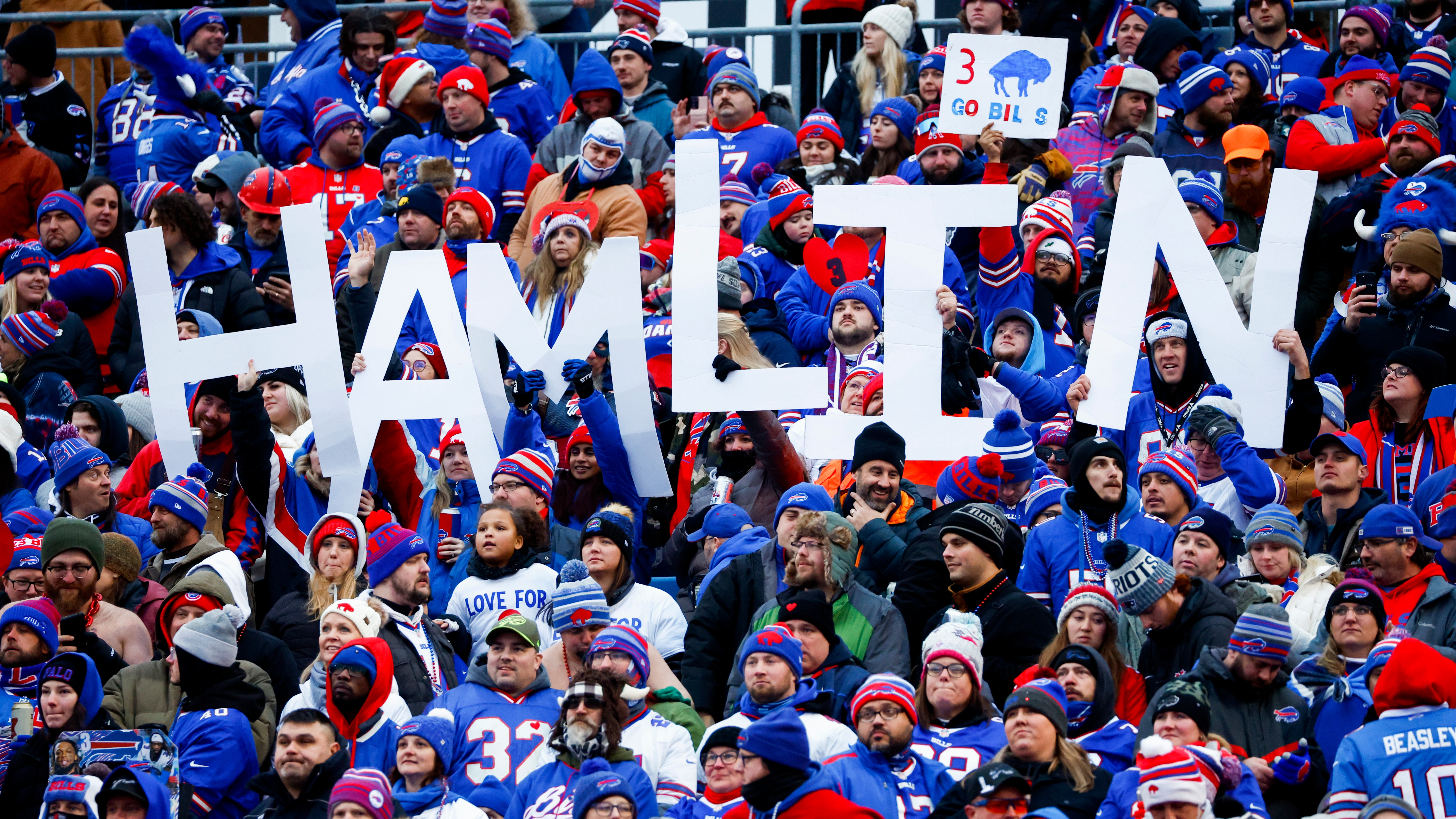 Bills announce Damar Hamlin 'continues to breathe on his own and