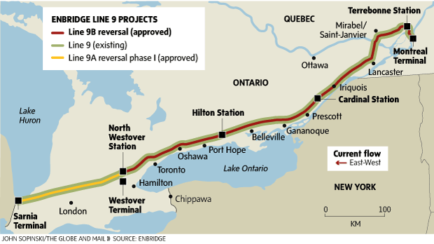 Enbridge Line 9 Map Infographic: Enbridge's Line 9 Pipeline - The Globe And Mail