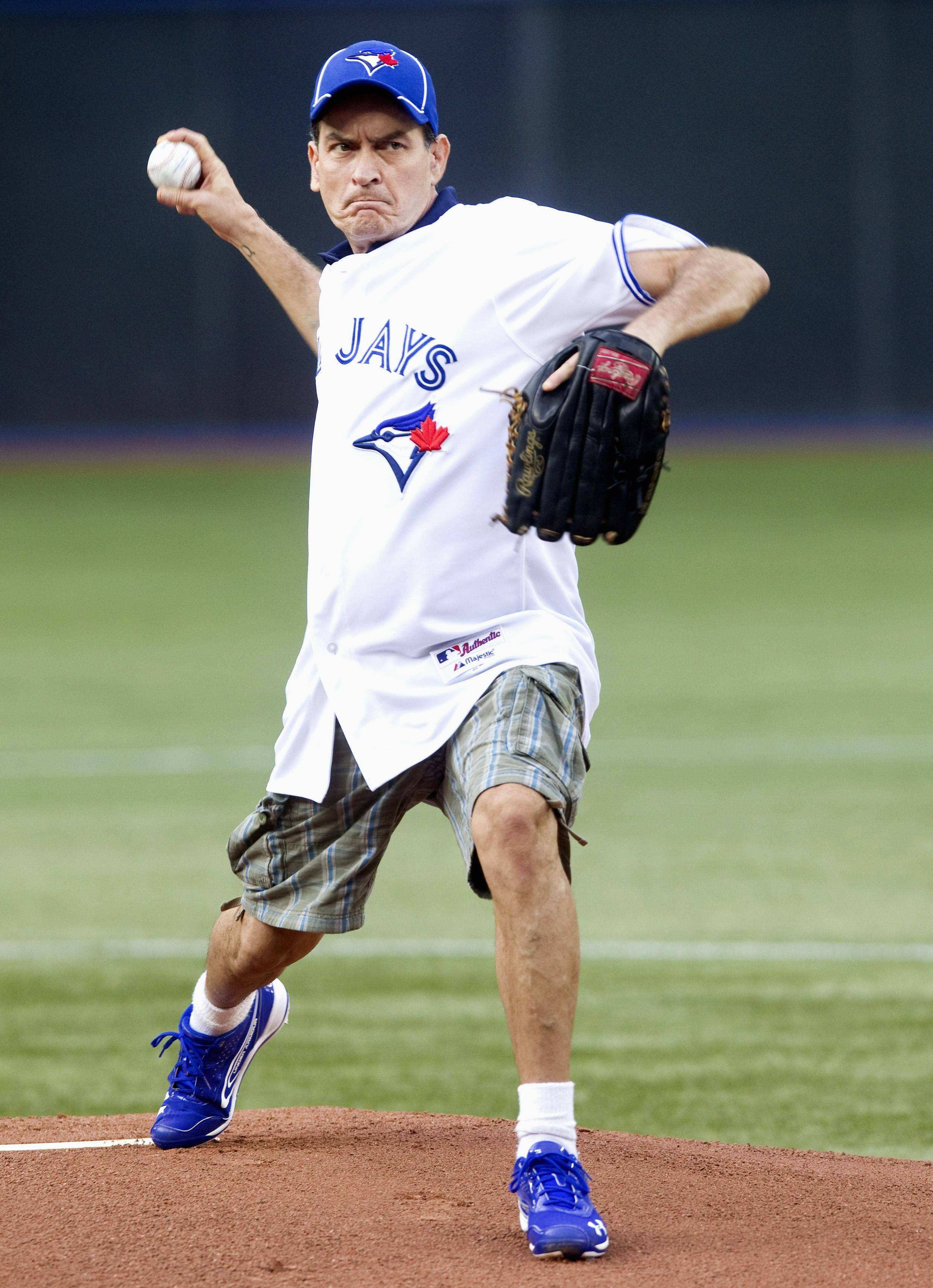 Charlie Sheen, aka 'Wild Thing', offers first pitch at World