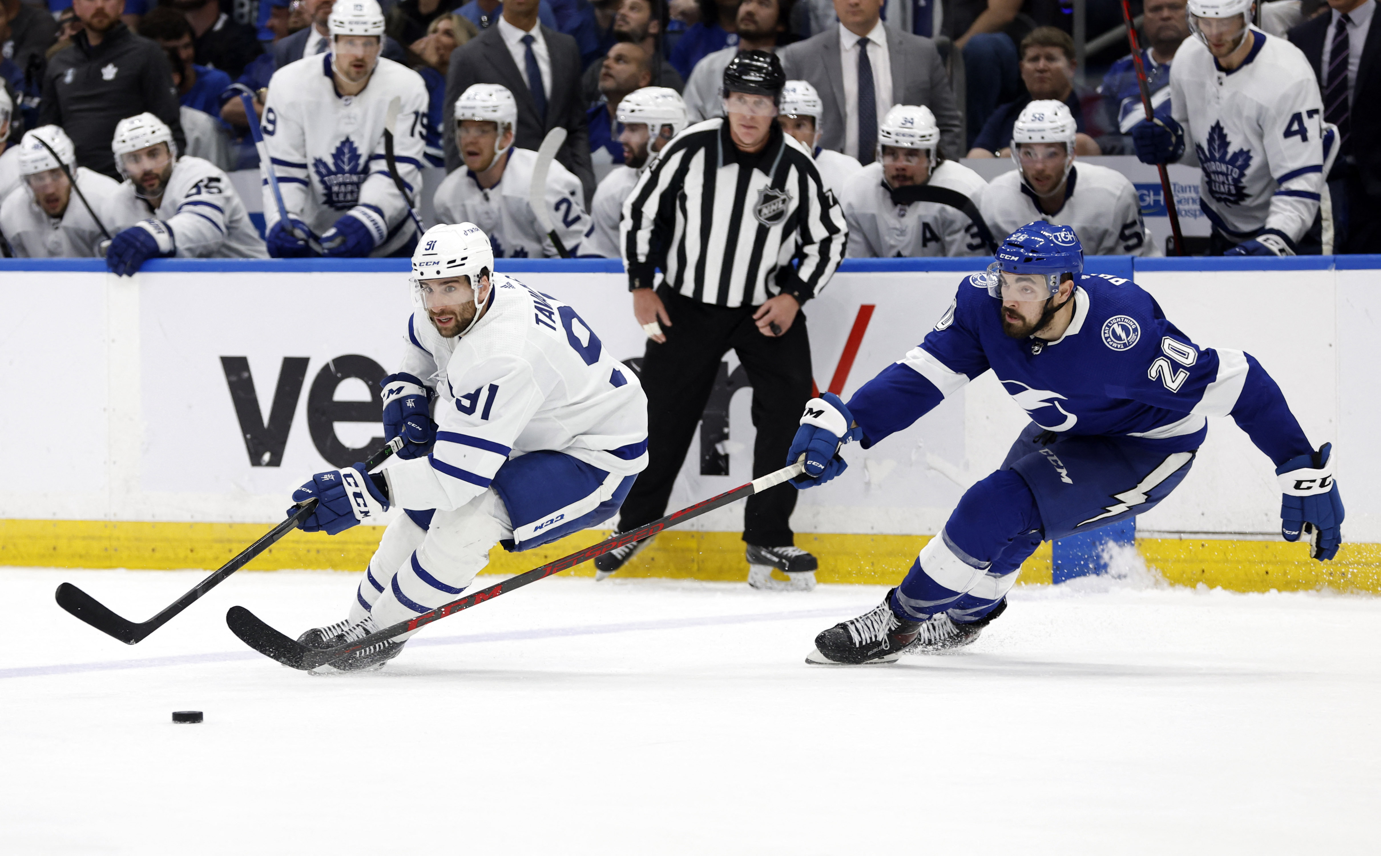 NHL playoff capsules: Point has 2 goals, Lightning beat Maple Leafs 7-3 in  Game 1