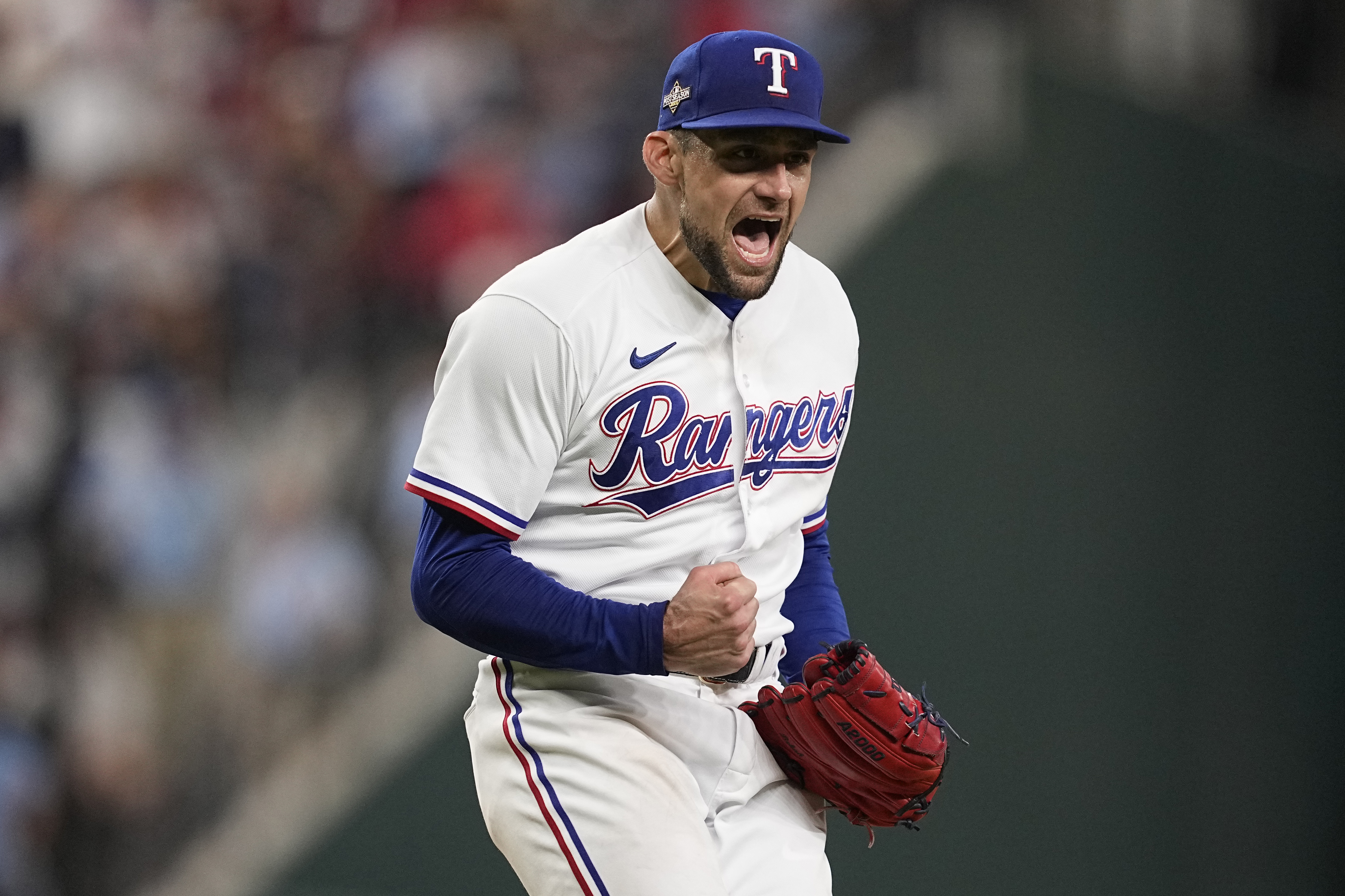 Leody Taveras of the Texas Rangers and manager Bruce Bochy celebrate  News Photo - Getty Images