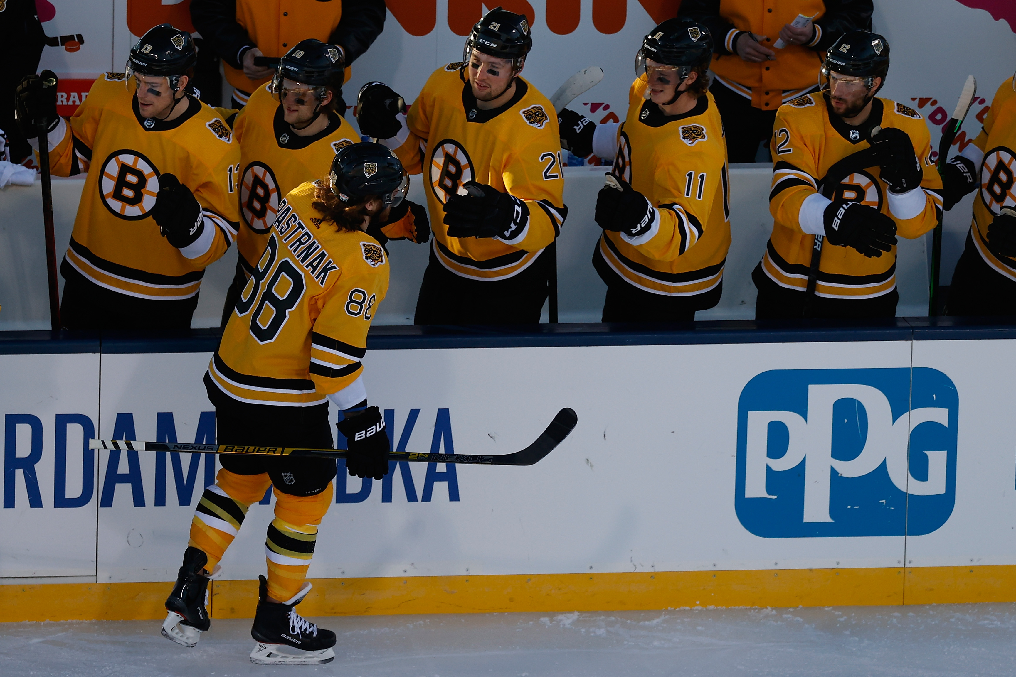 Pastrnak's 3 goals lead Bruins past Flyers 7-3 at Lake Tahoe