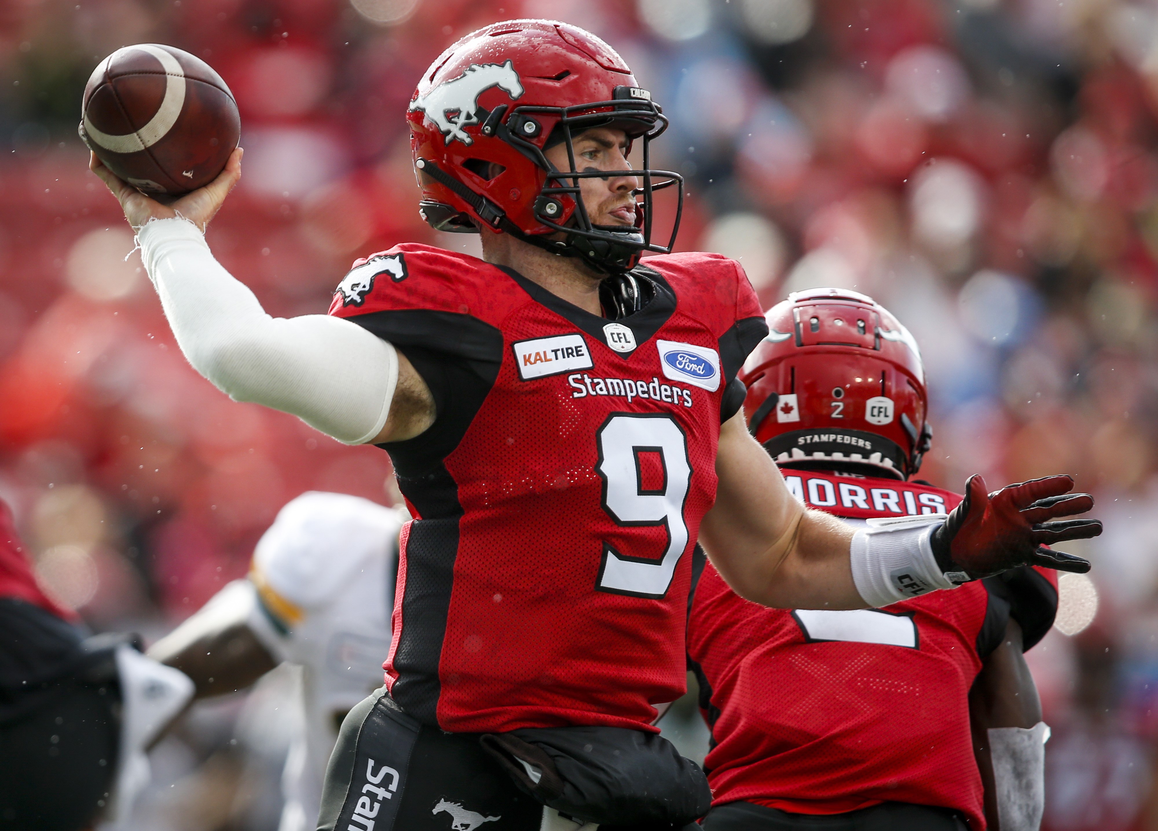 OTTAWA, ON - SEPTEMBER 10: Ottawa Redblacks quarterback Nick Arbuckle (19)  prepares to throw a pass during Canadian Football League action between the  Toronto Argonauts and Ottawa Redblacks on September 10, 2022