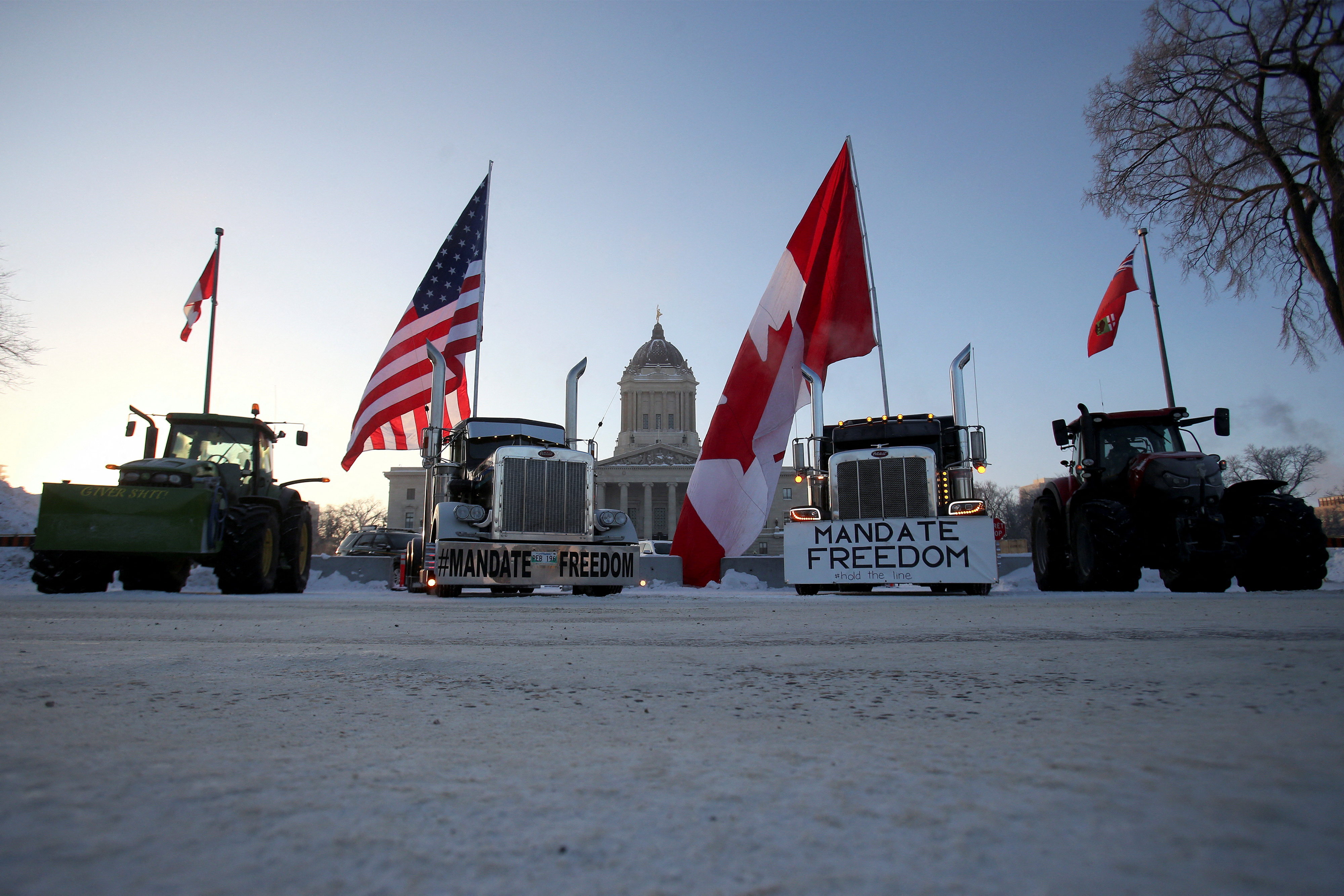 Truck convoy loops around Washington DC to protest Covid restrictions, Washington DC