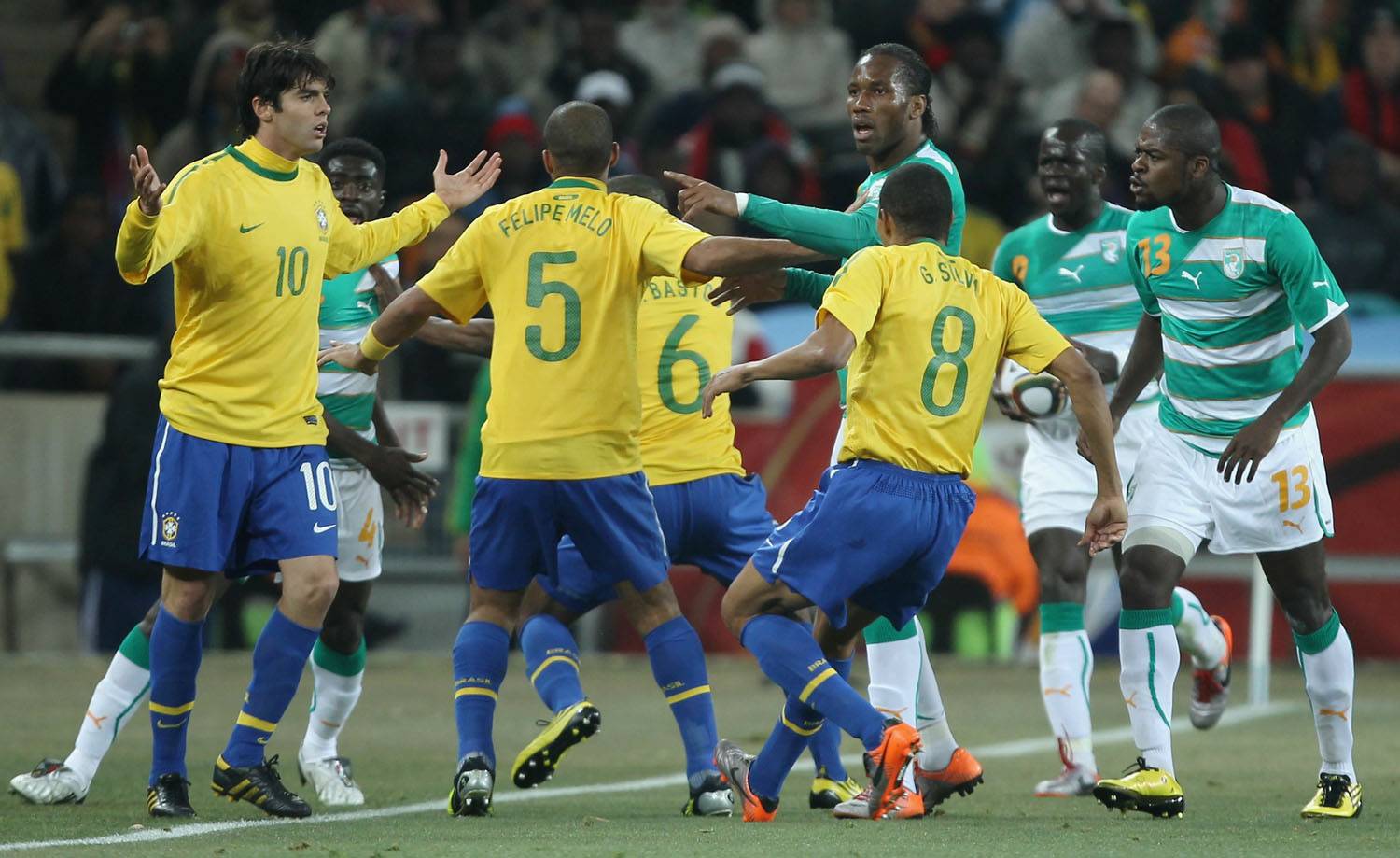 Kaka of Brazil during the 2010 FIFA World Cup South Africa Group G