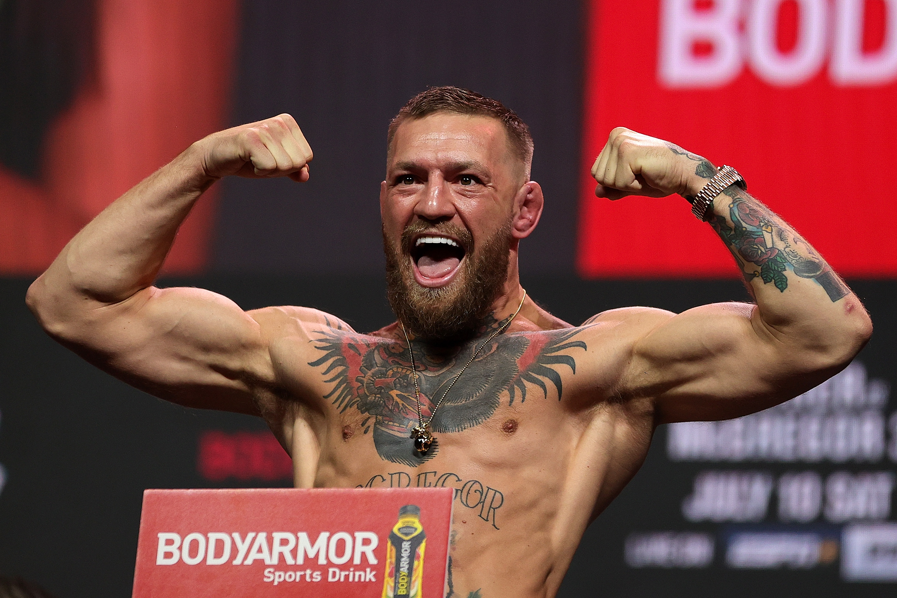 Conor McGregor talks trash, throws kick at Dustin Poirier before UFC 264 -  The Boston Globe