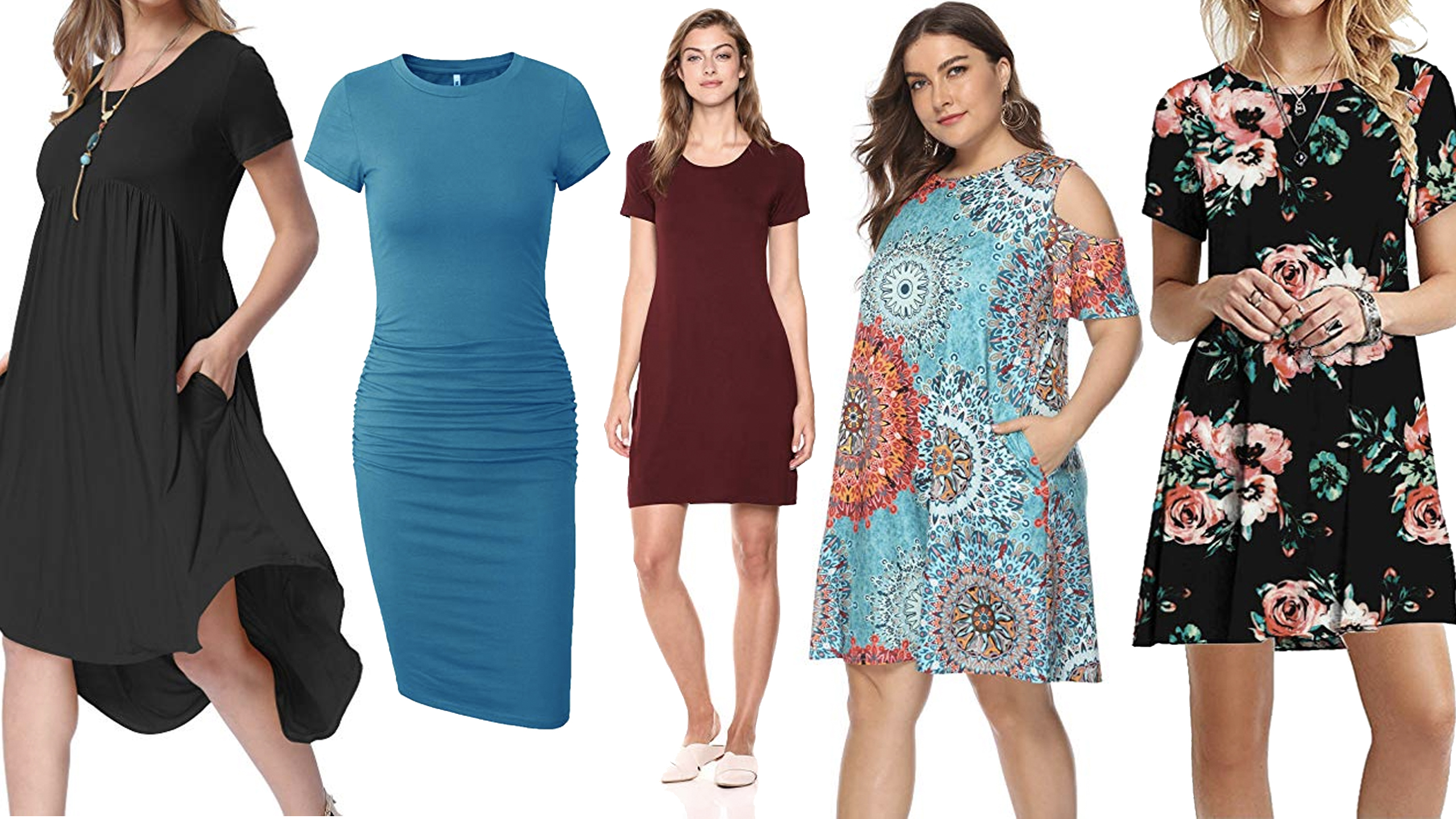 sachin and babi light blue dress NEW RARE MOLERANI Women's Casual Swing Simple T-Shirt Loose Dress  Multicolor main image 1