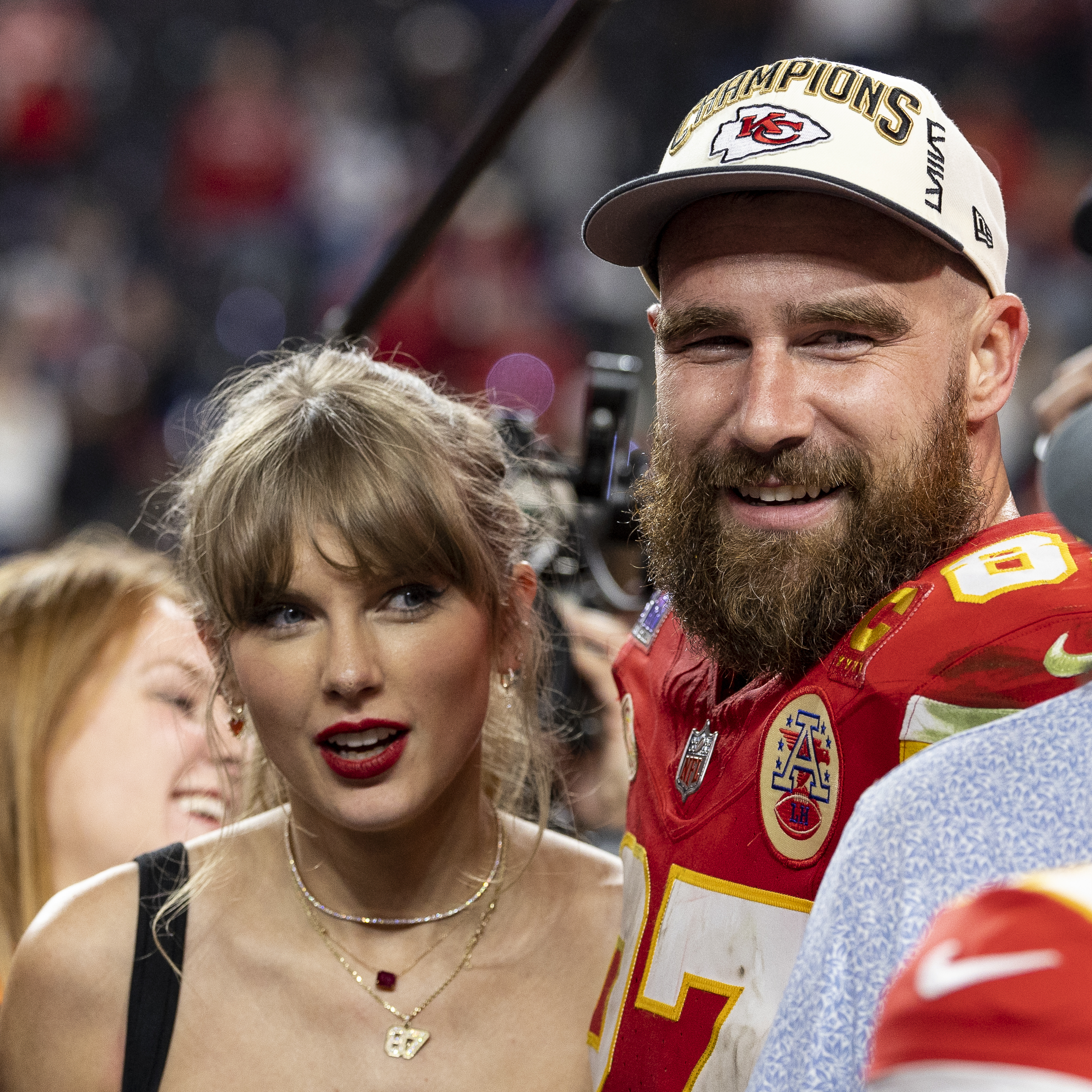 Here's Everything Travis Kelce and Taylor Swift Said to Each Other on the Field After the Super Bowl