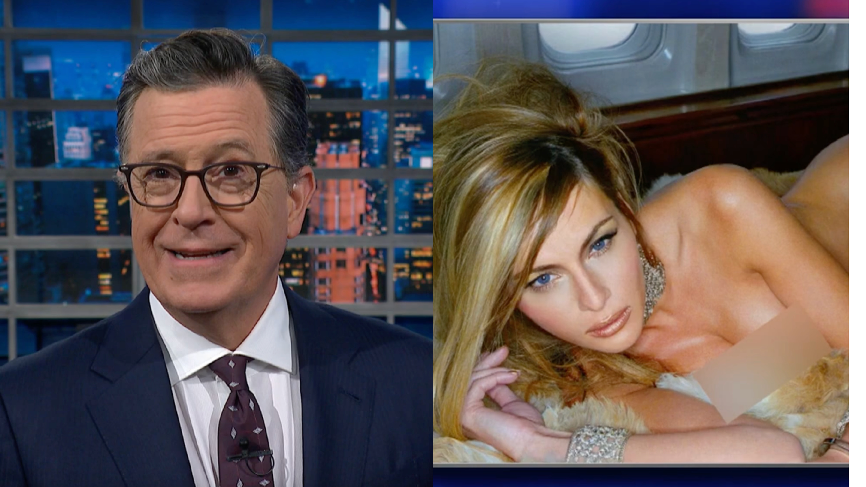 Melania Trump nude Stephen Colbert Brutally Mocks Melania Trump's Naked 'Courage'