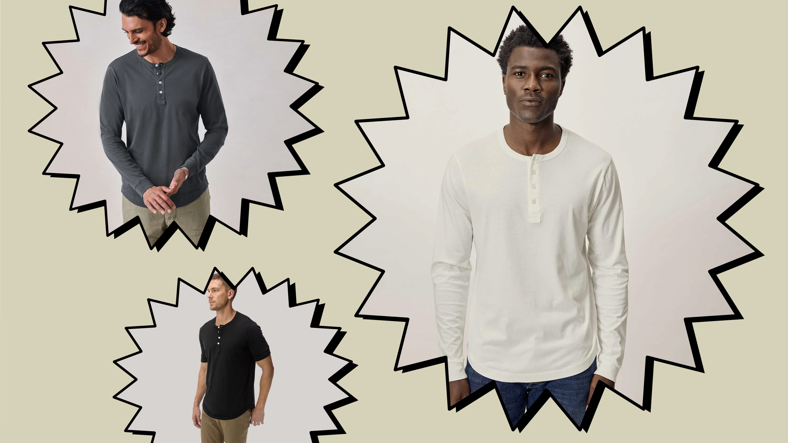 T-shirt Homme Manches Longues Col Henley - Coupe Décontractée, Uni, Pour Travail, Sport, Loisirs - Matière Respirante