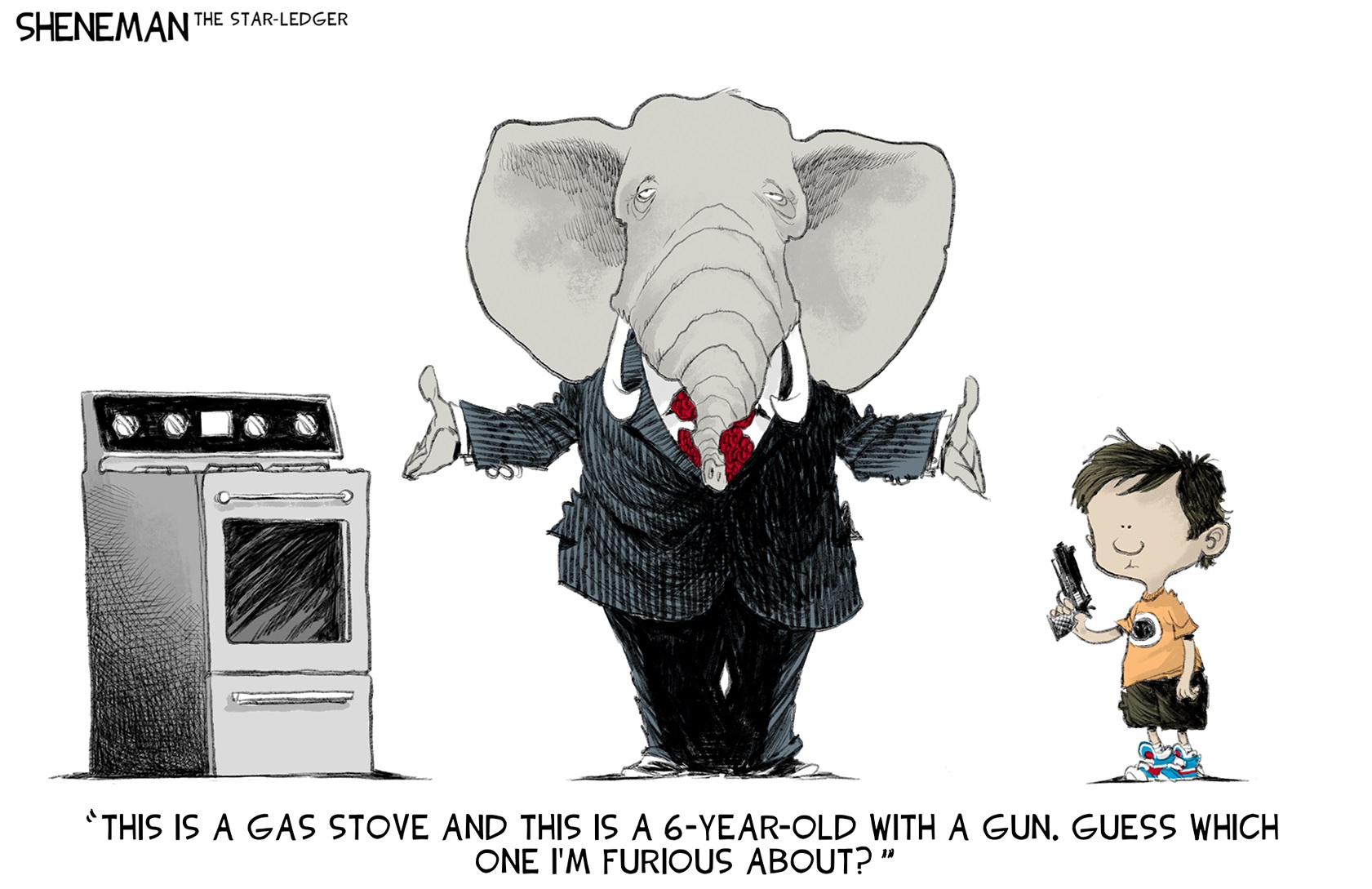 This is a gas stove, and this is a 6-year-old with a gun ... | EDITORIAL  CARTOON – Baltimore Sun