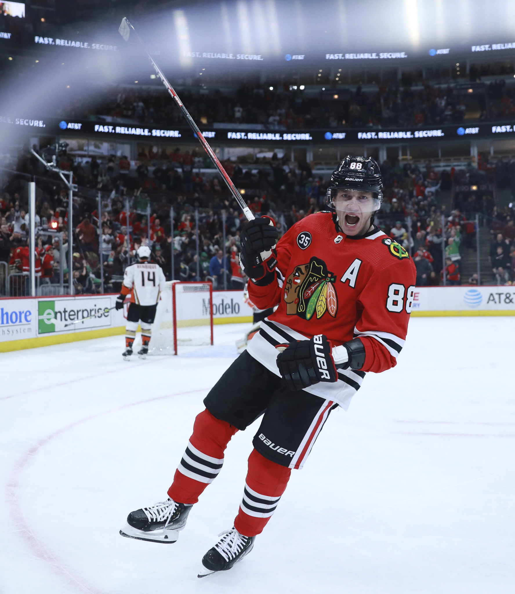 Patrick Kane of the Chicago Blackhawks walks out with teammates News  Photo - Getty Images