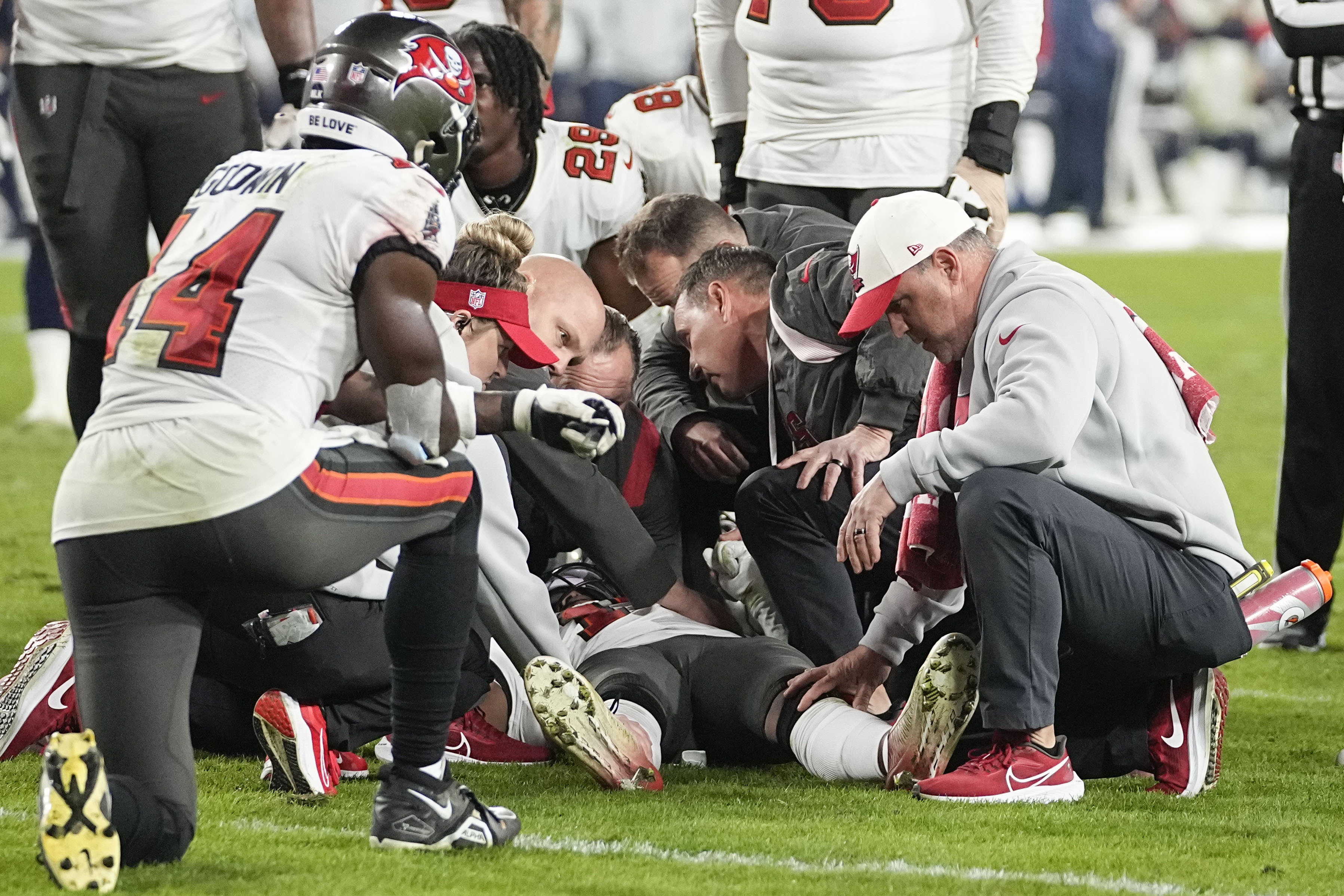 Russell Gage: Tampa Bay Buccaneers WR taken off on stretcher