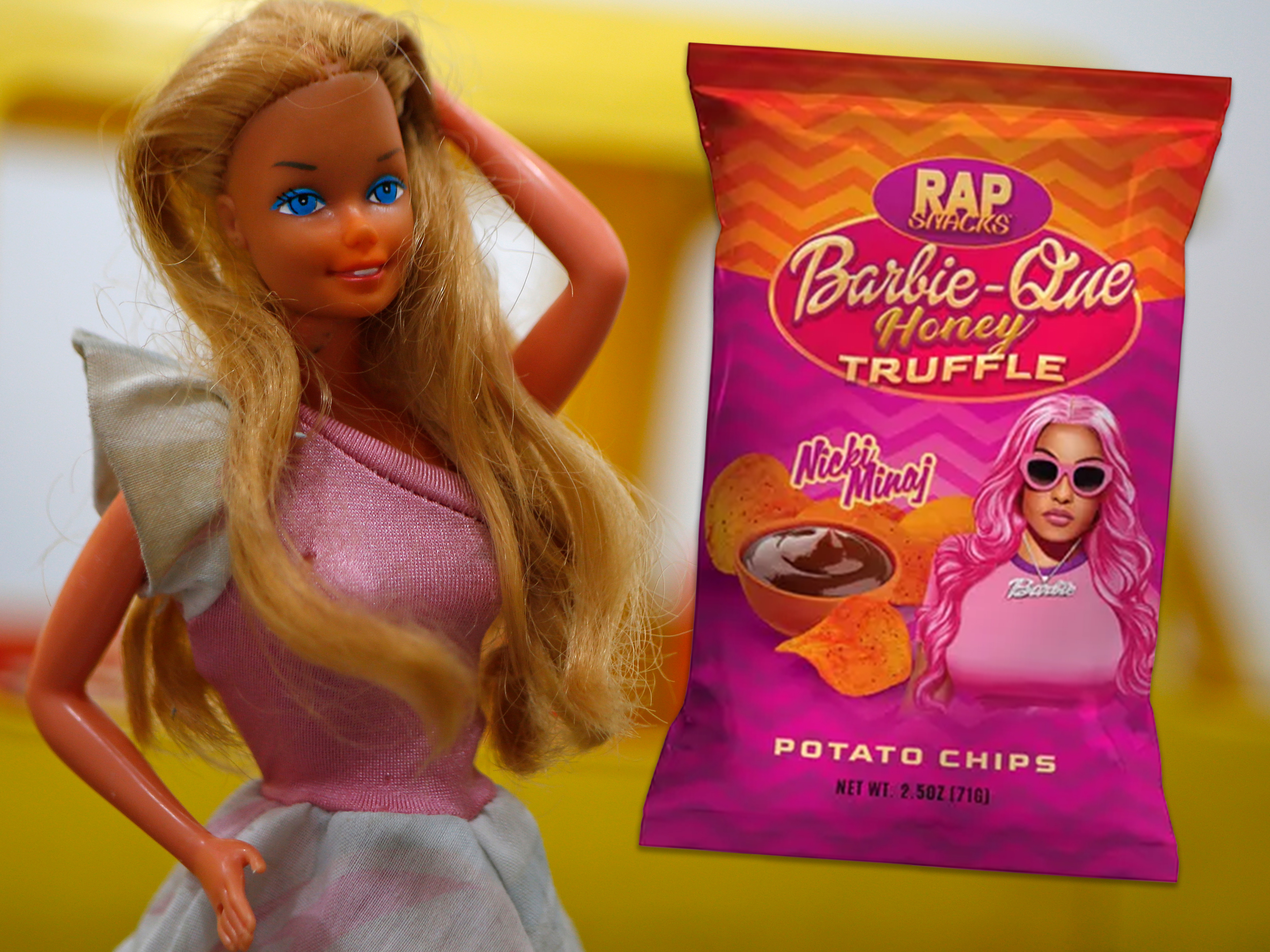 Barbie doll maker snack over Nicki potato chips