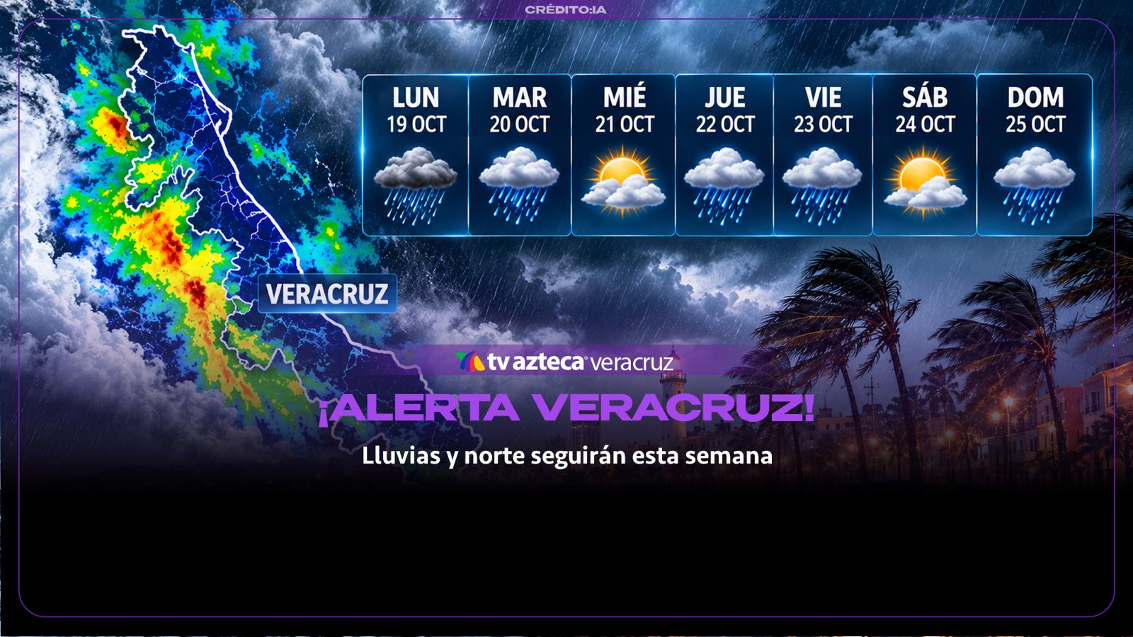 ¡ALERTA EN VERACRUZ! Lluvias y NORTE seguirán esta semana; ¿qué días habrá mal tiempo del 19 al 25 de octubre?
