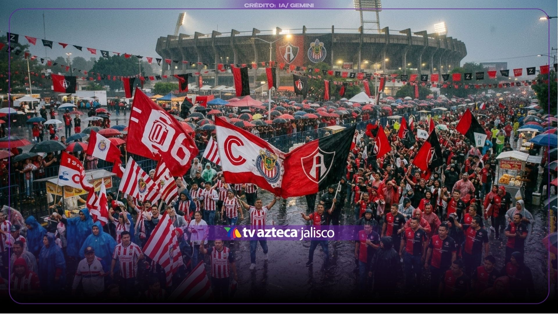 ¡Ni la lluvia los detiene! La afición se alista para vivir el Clásico Tapatío en el Estadio Jalisco