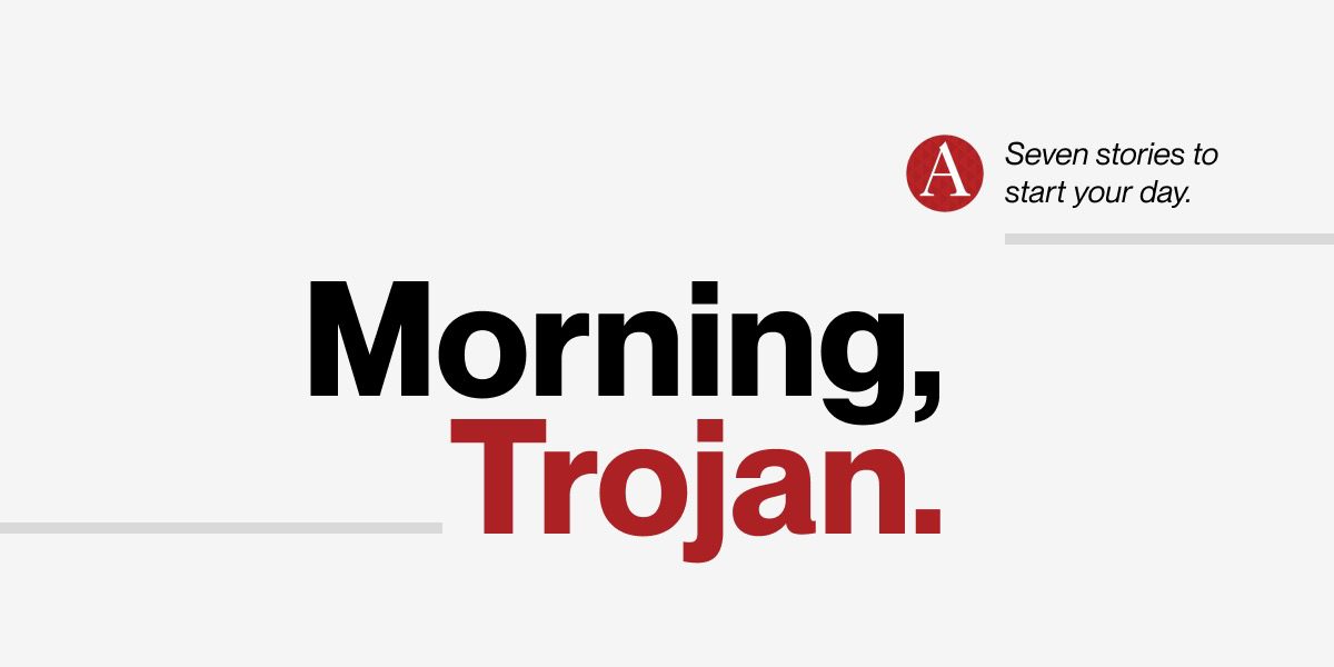 graphic with logo for Good Morning Trojan newsletter