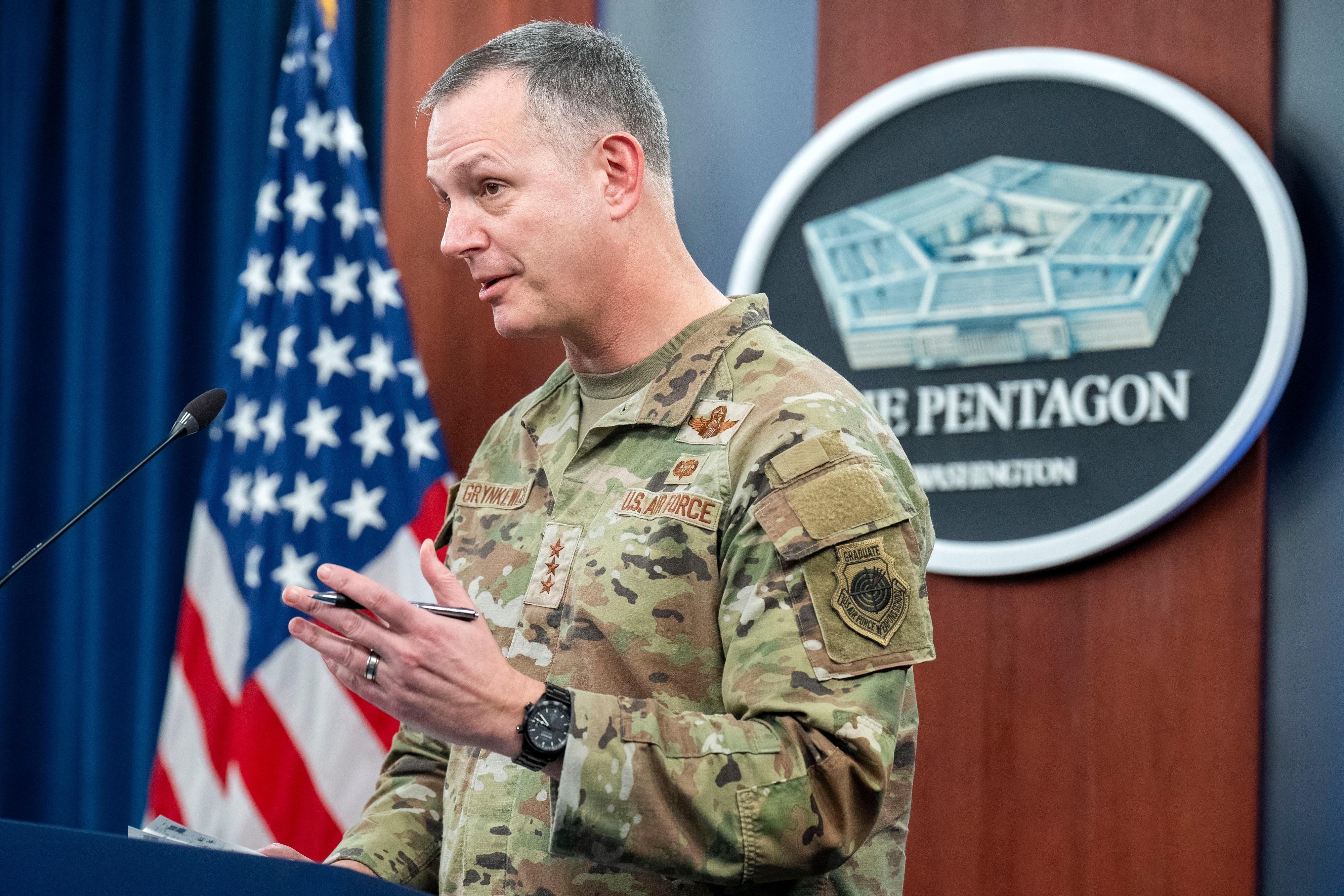 Gen. Alexus Grynkewich speaks to the media at the Pentagon last year. (Jacquelyn Martin/AP)