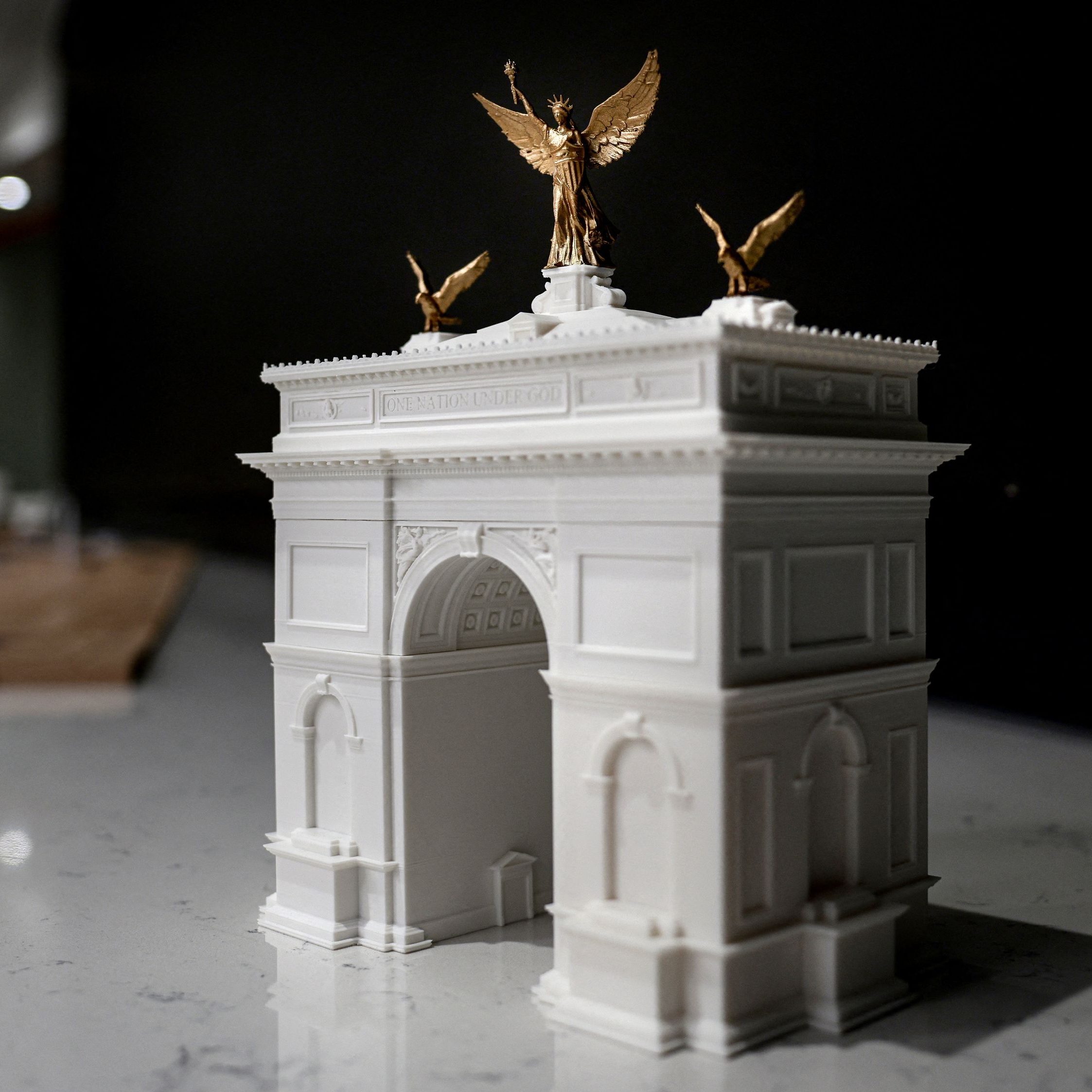 A model of the proposed 250-foot arch. (Evelyn Hockstein/Reuters)