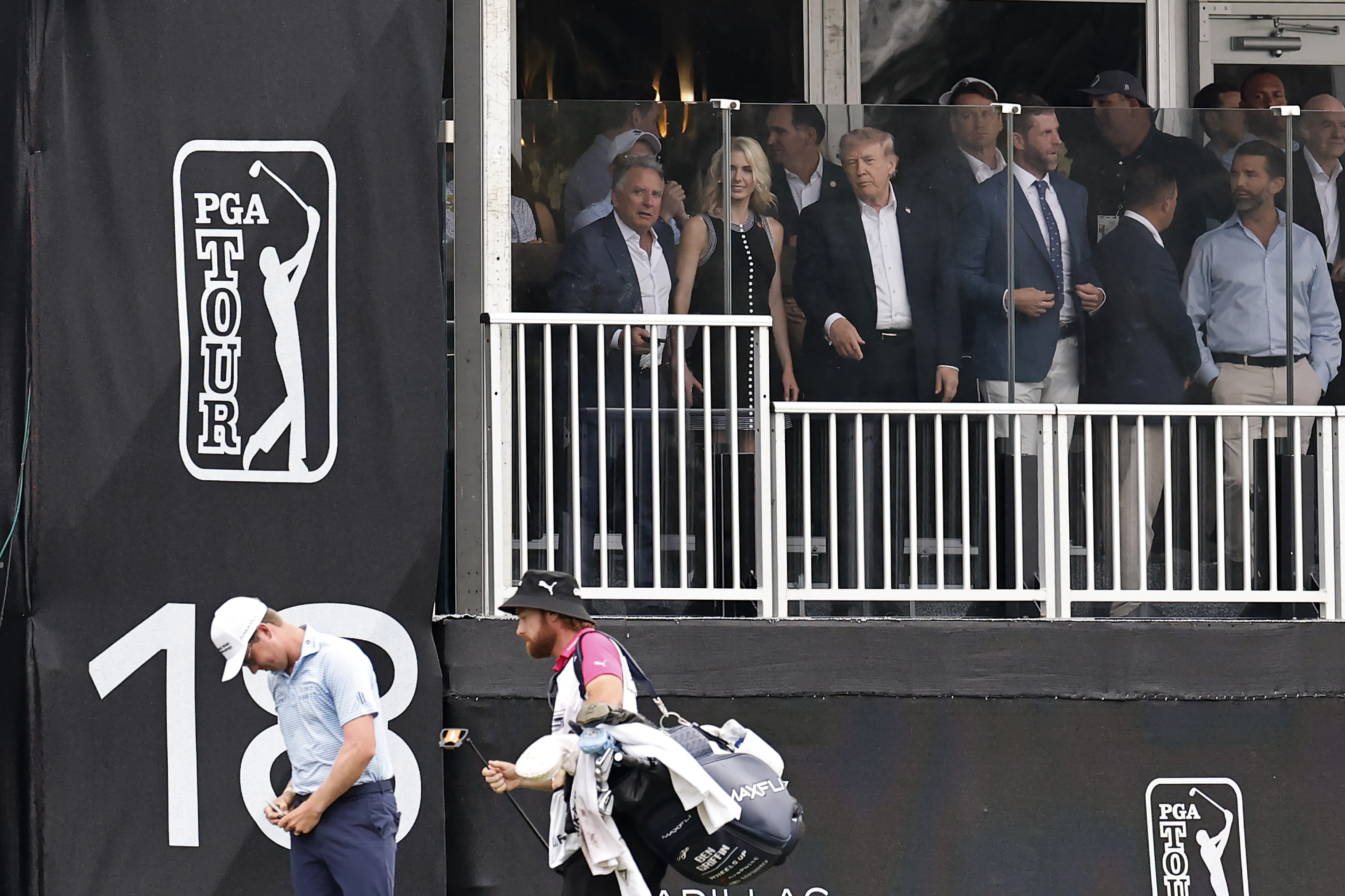 President Donald Trump was on hand at Trump National Doral on Sunday for the PGA Tour's Cadillac Championship. (Carmen Mandato/Getty Images)