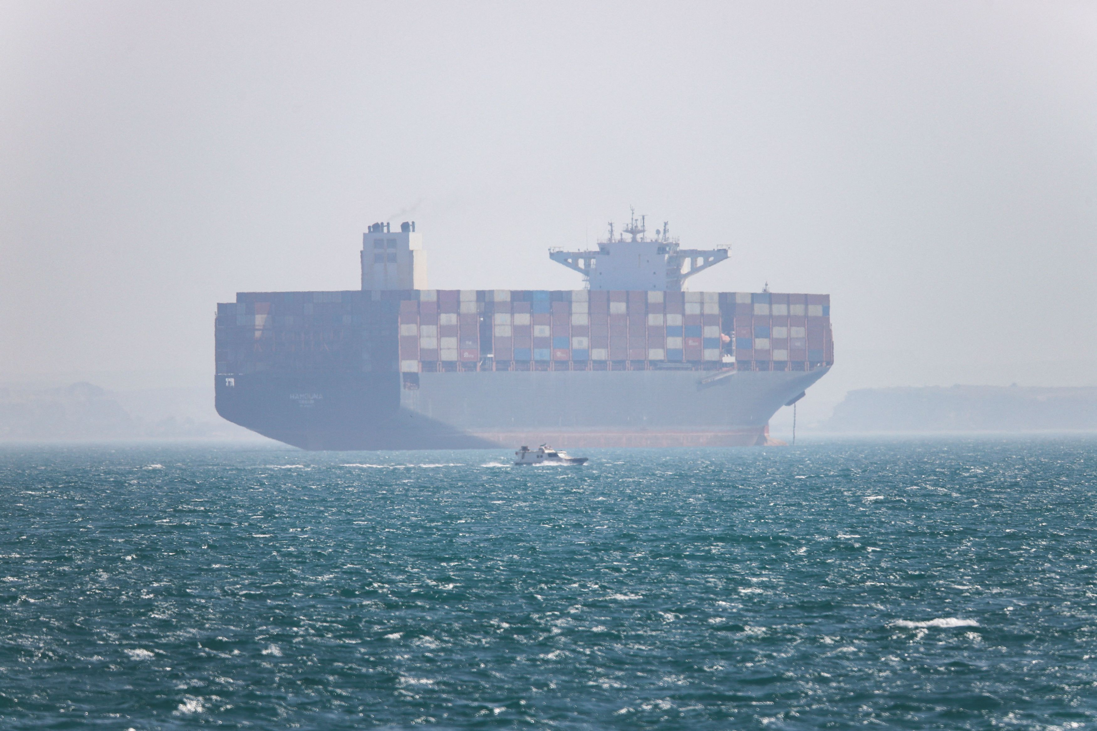 A vessel in the Strait of Hormuz near Bandar Abbas, Iran, on Monday. (Amirhosein Khorgooi/ISNA/WANA/Amirhosein Khorgooi/ISNA/WANA/Reuters)