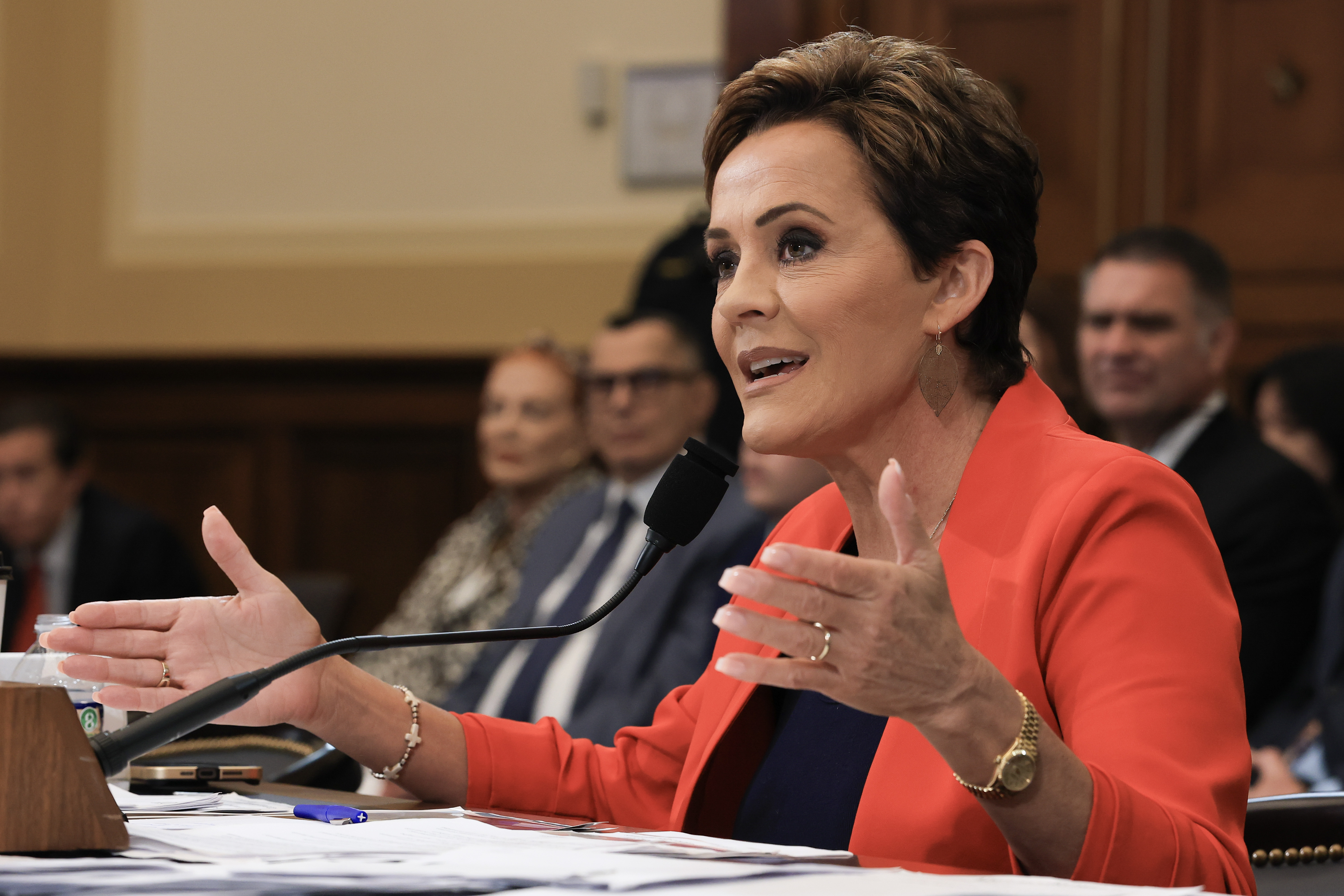Kari Lake, the Trump official who oversaw the dismantling of Voice of America, during a House hearing on June 25. (Joe Raedle/Getty Images)