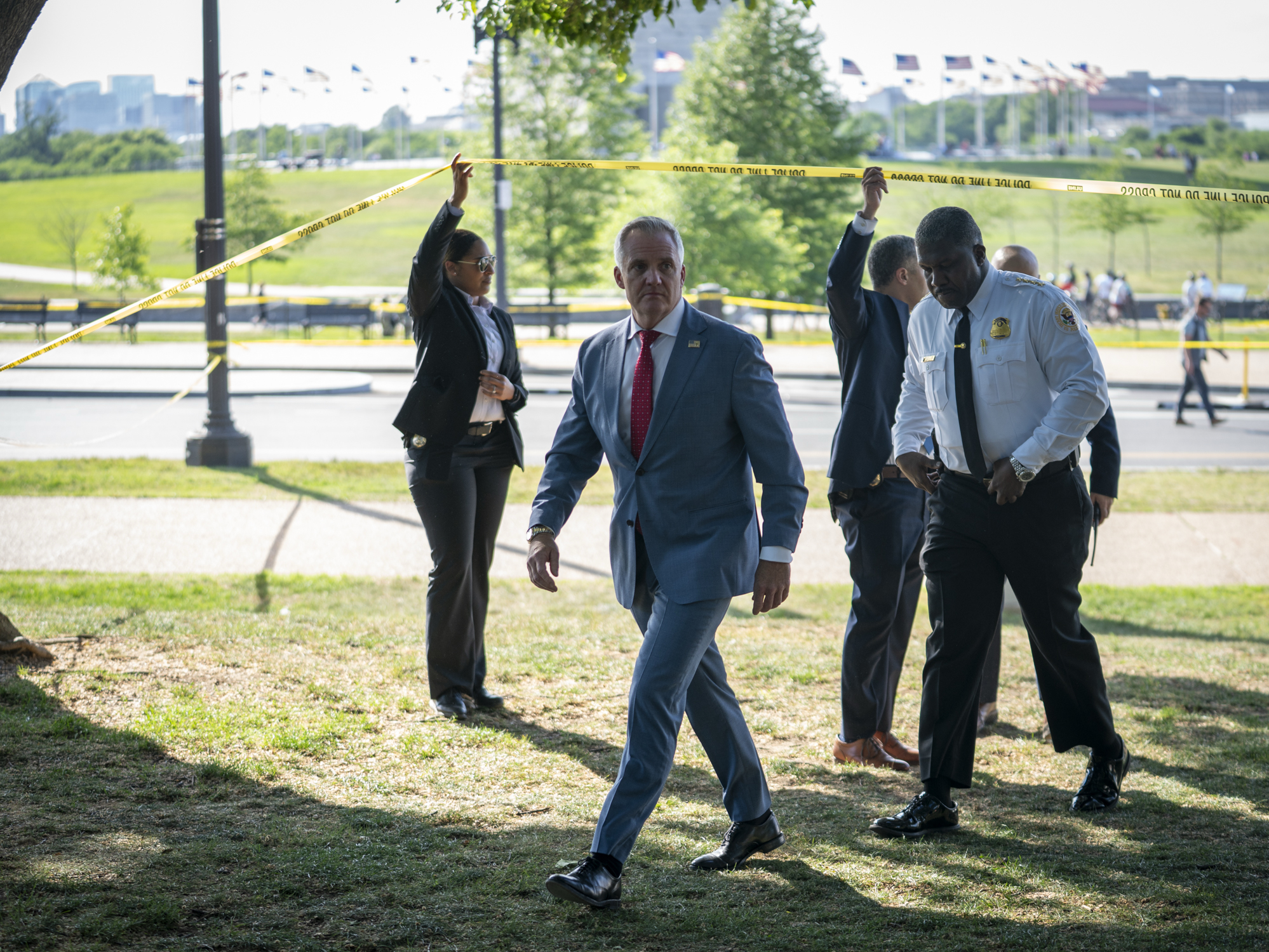 Secret Service Deputy Director Matthew C. Quinn speaks to the media after a shooting near the White House on Monday. (Maxine Wallace/The Washington Post)