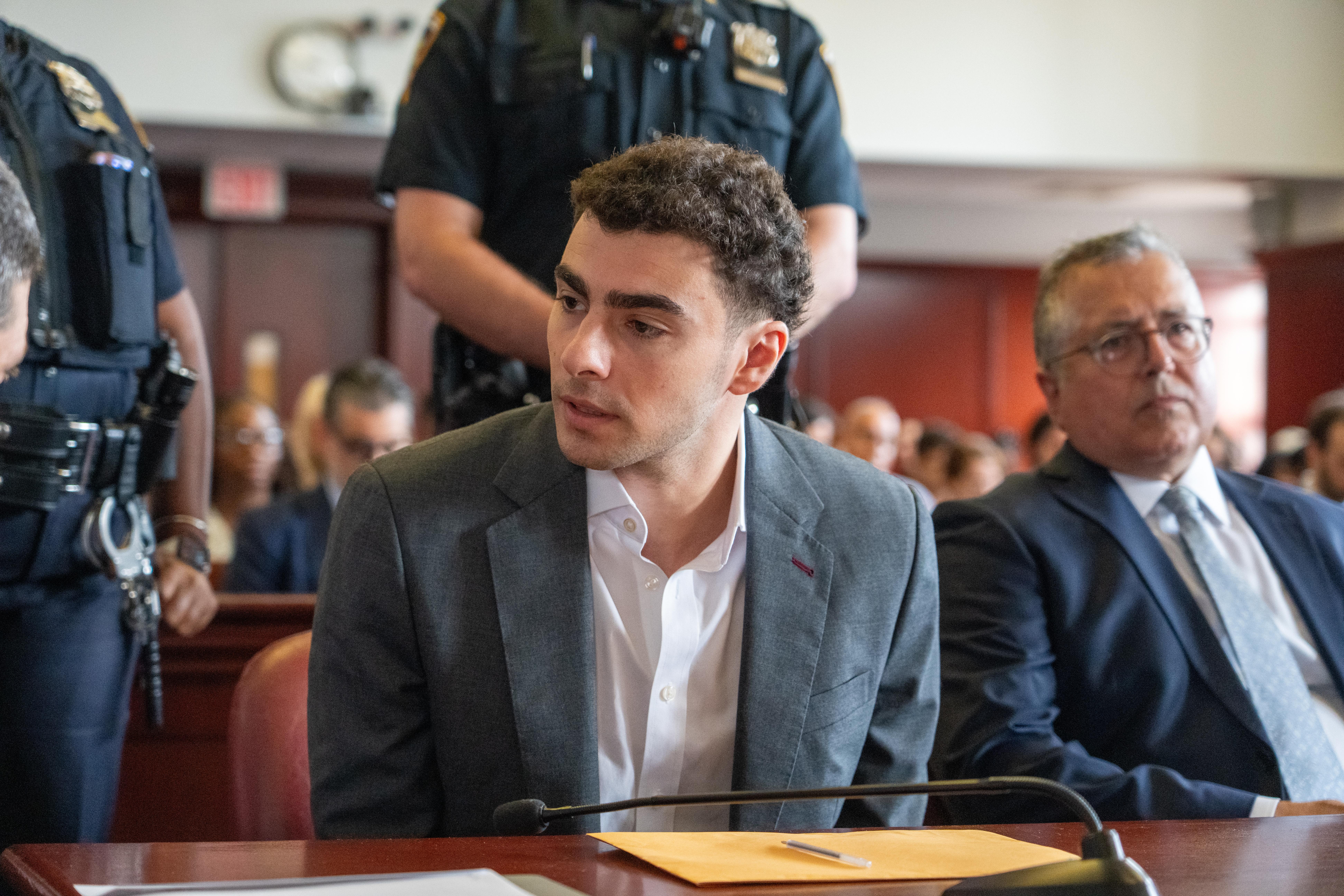 Luigi Mangione at a pretrial hearing in New York this month. (Steven Hirsch/ New York Post/Pool/AP)