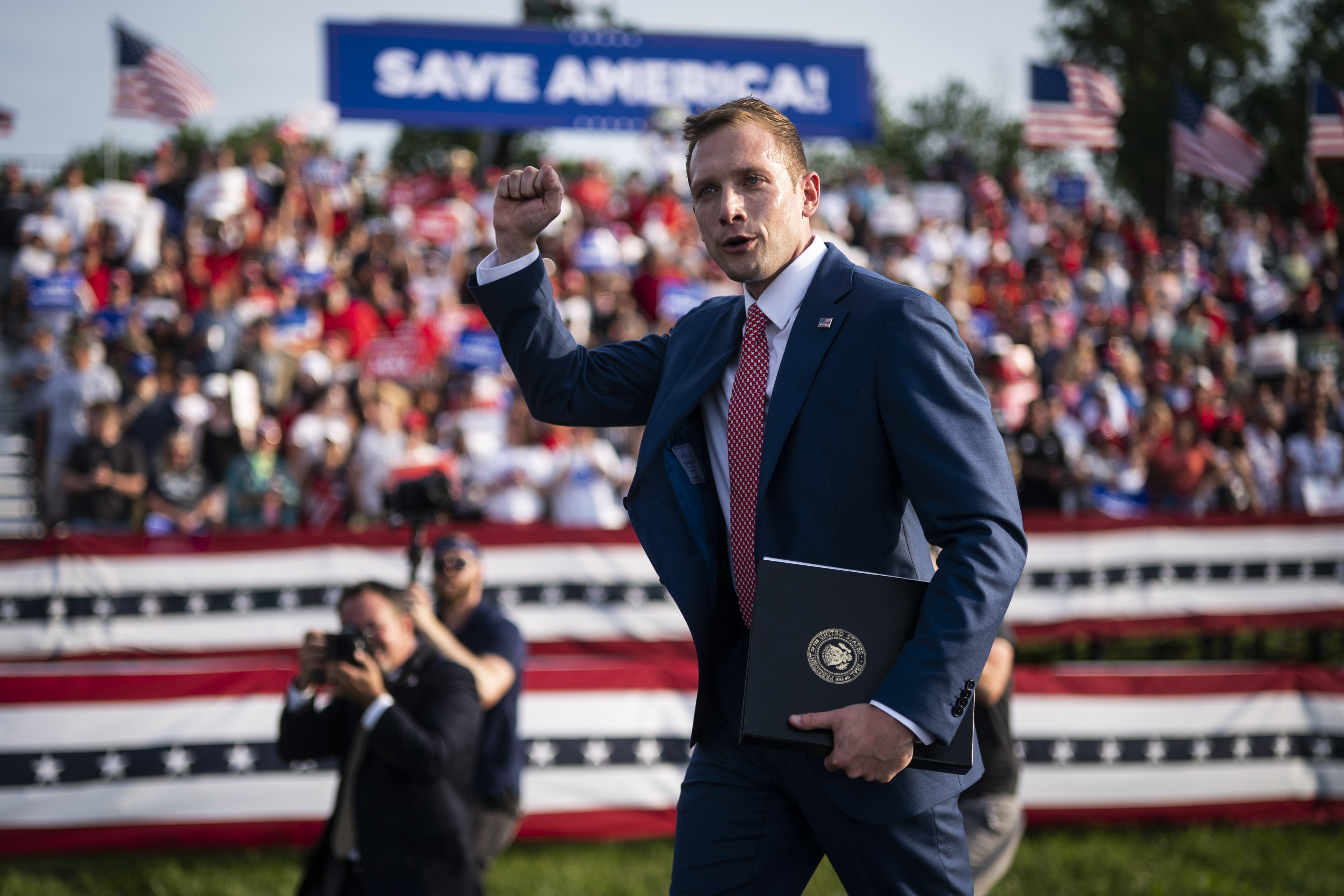 Max Miller, now a Republican congressman from Ohio, is shown in 2021. (Jabin Botsford/The Washington Post)