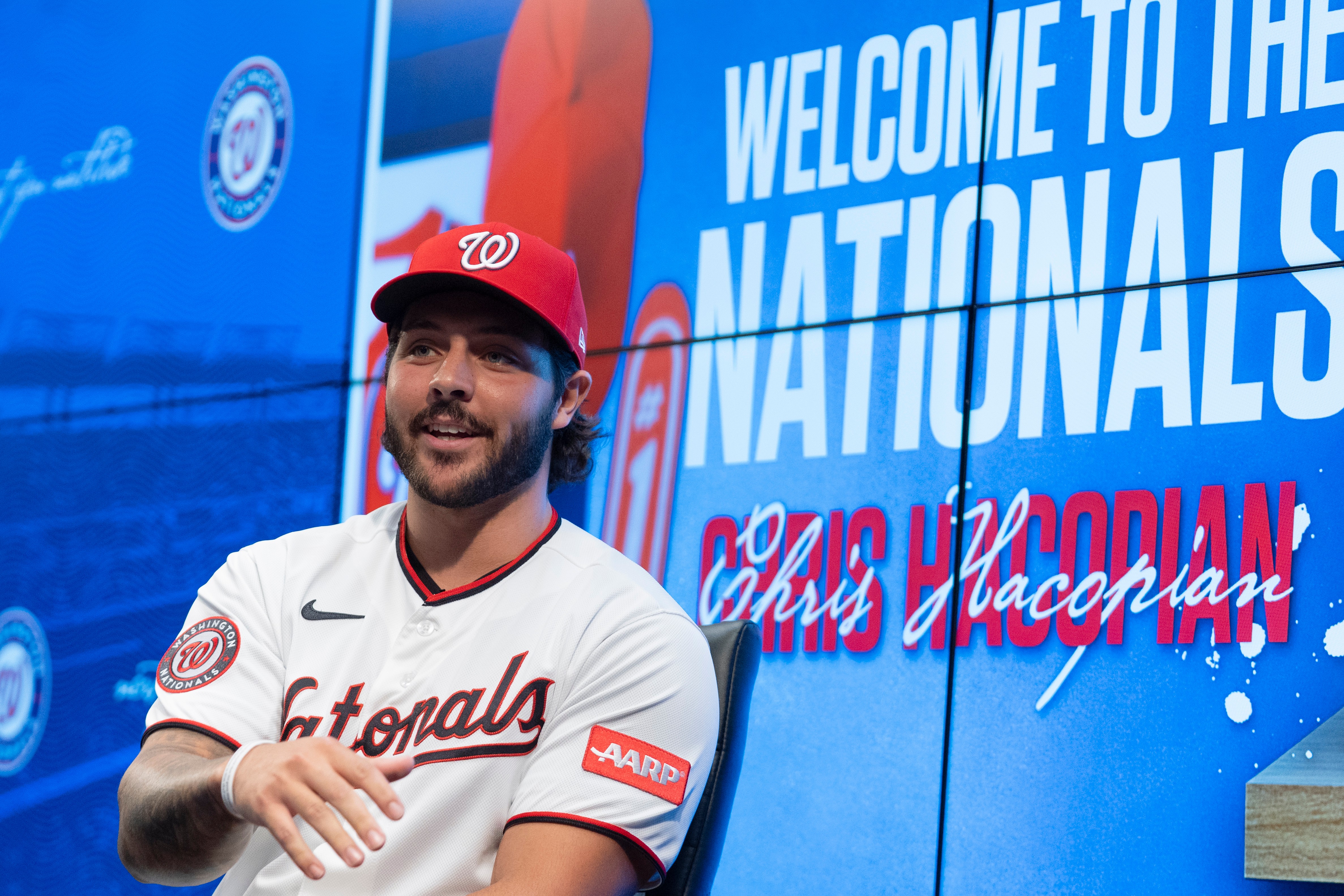 Chris Hacopian, the Nationals' first-round pick, was among the players who reported for the team's draft camp in West Palm Beach, Florida. (Manuel Balce Ceneta/AP)