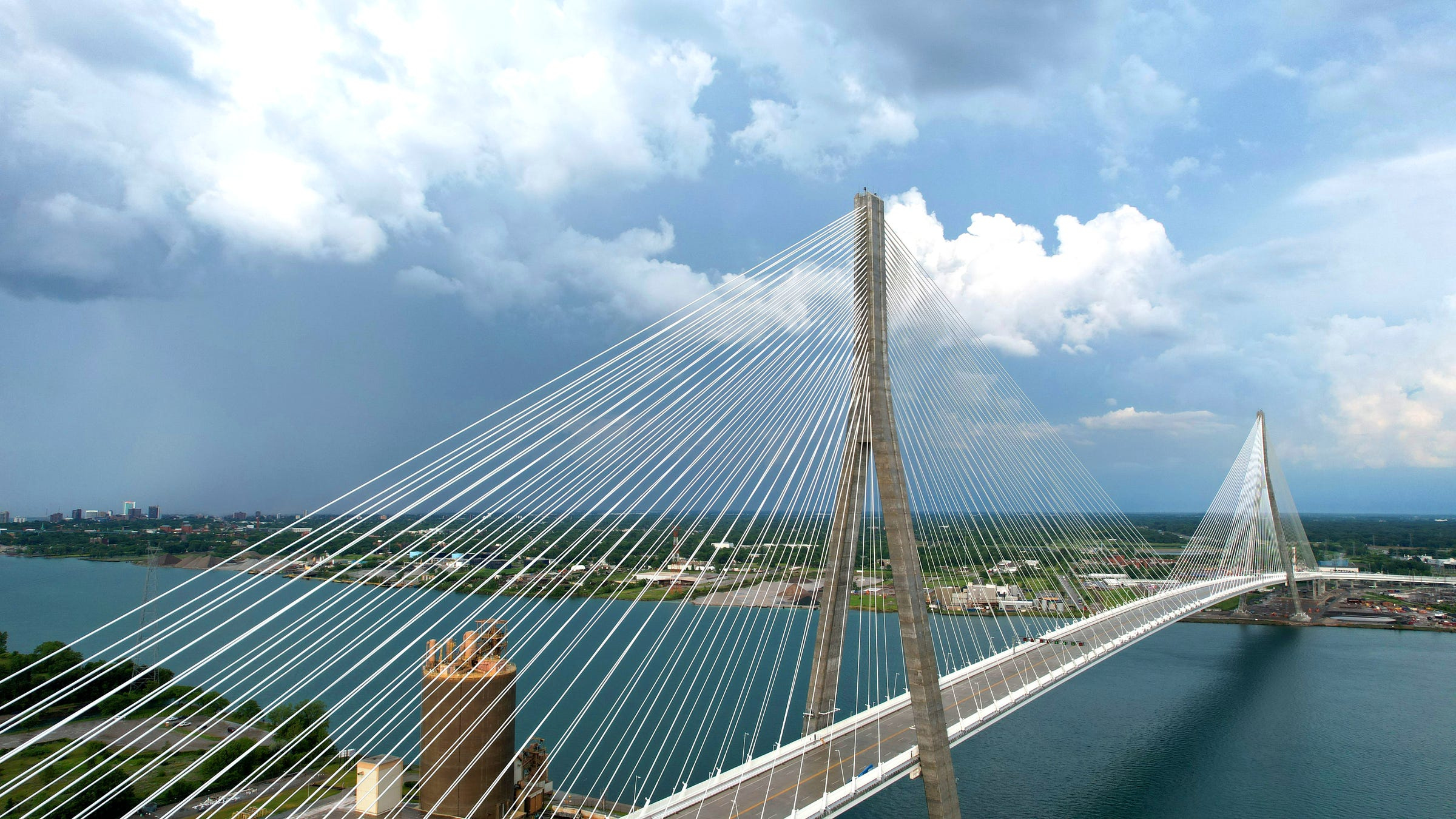 The Gordie Howe International Bridge connects Detroit and Windsor, Ontario. (Eric Seals and Mandi Wright/USA TODAY Network via Reuters Connect)