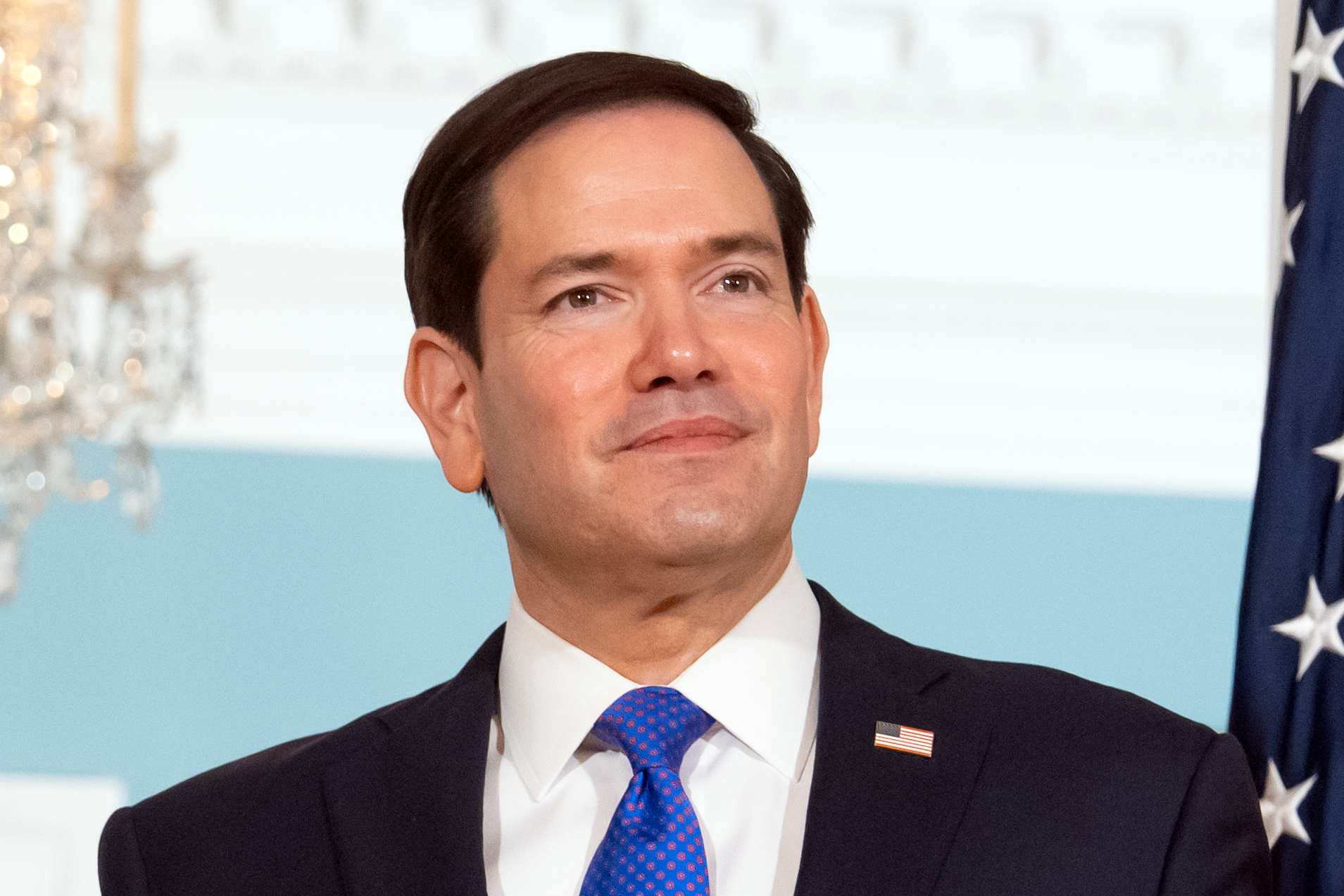 Secretary of State Marco Rubio stands with Germany's Foreign Minister Johann Wadephul, not shown, at the State Department, Monday, June 29, 2026, in Washington. (AP Photo/Mark Schiefelbein)