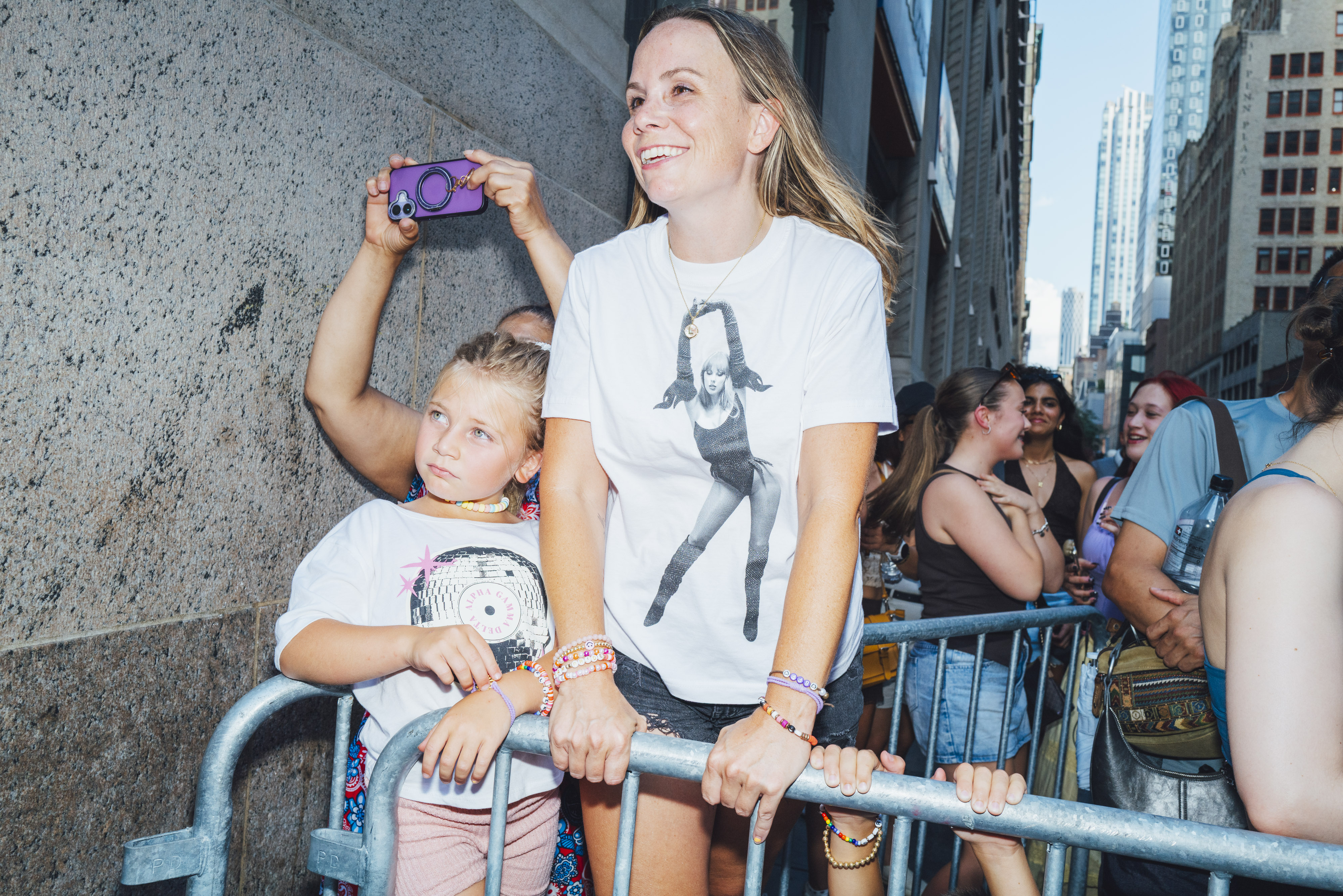 Lindsay Perrin, 38, cheers outside Madison Square Garden on Friday. (Sara Konradi/For The Washington Post)