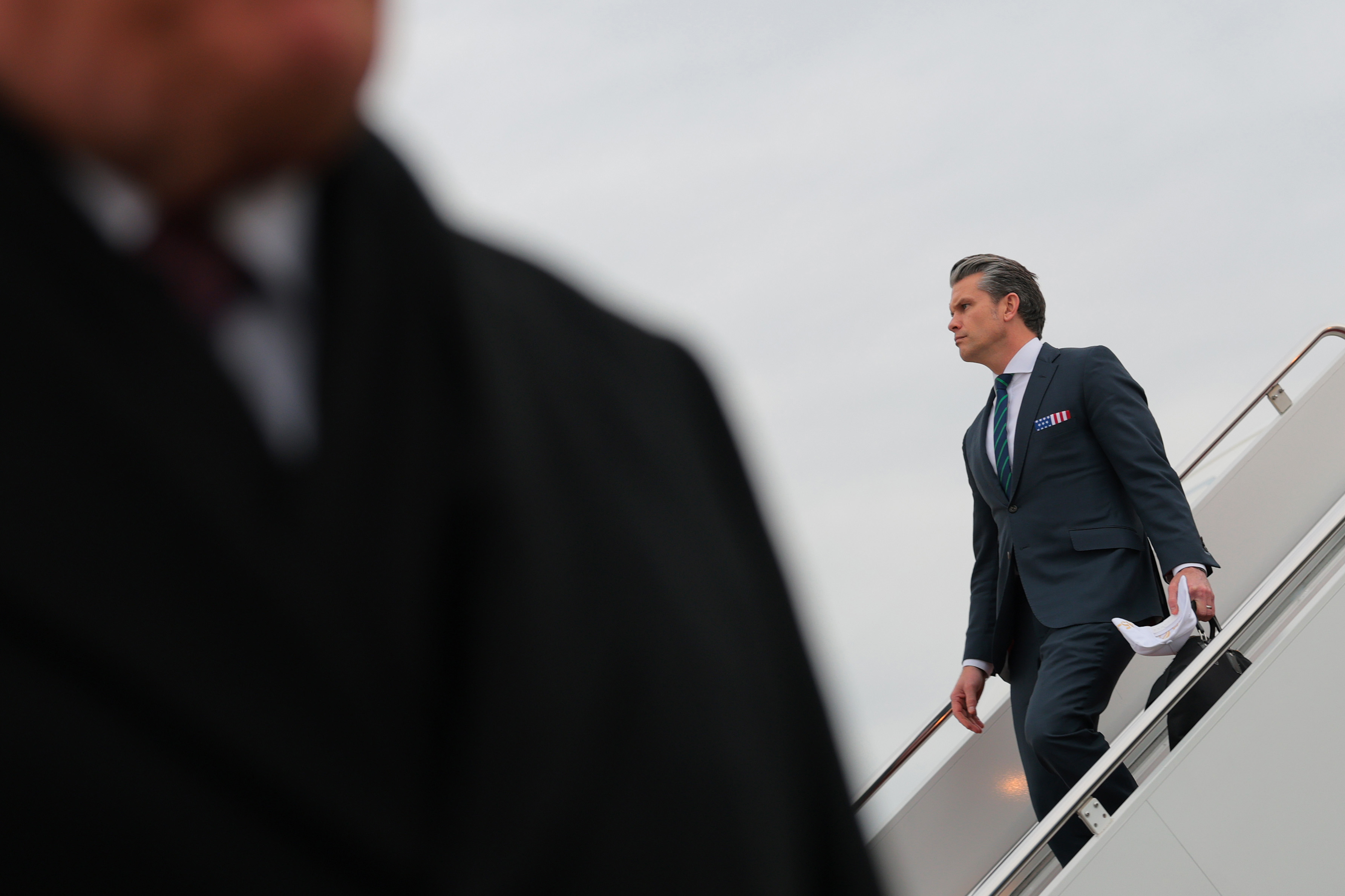 Defense Secretary Pete Hegseth on Dec. 17 at Joint Base Andrews. (Anna Moneymaker/Getty Images)