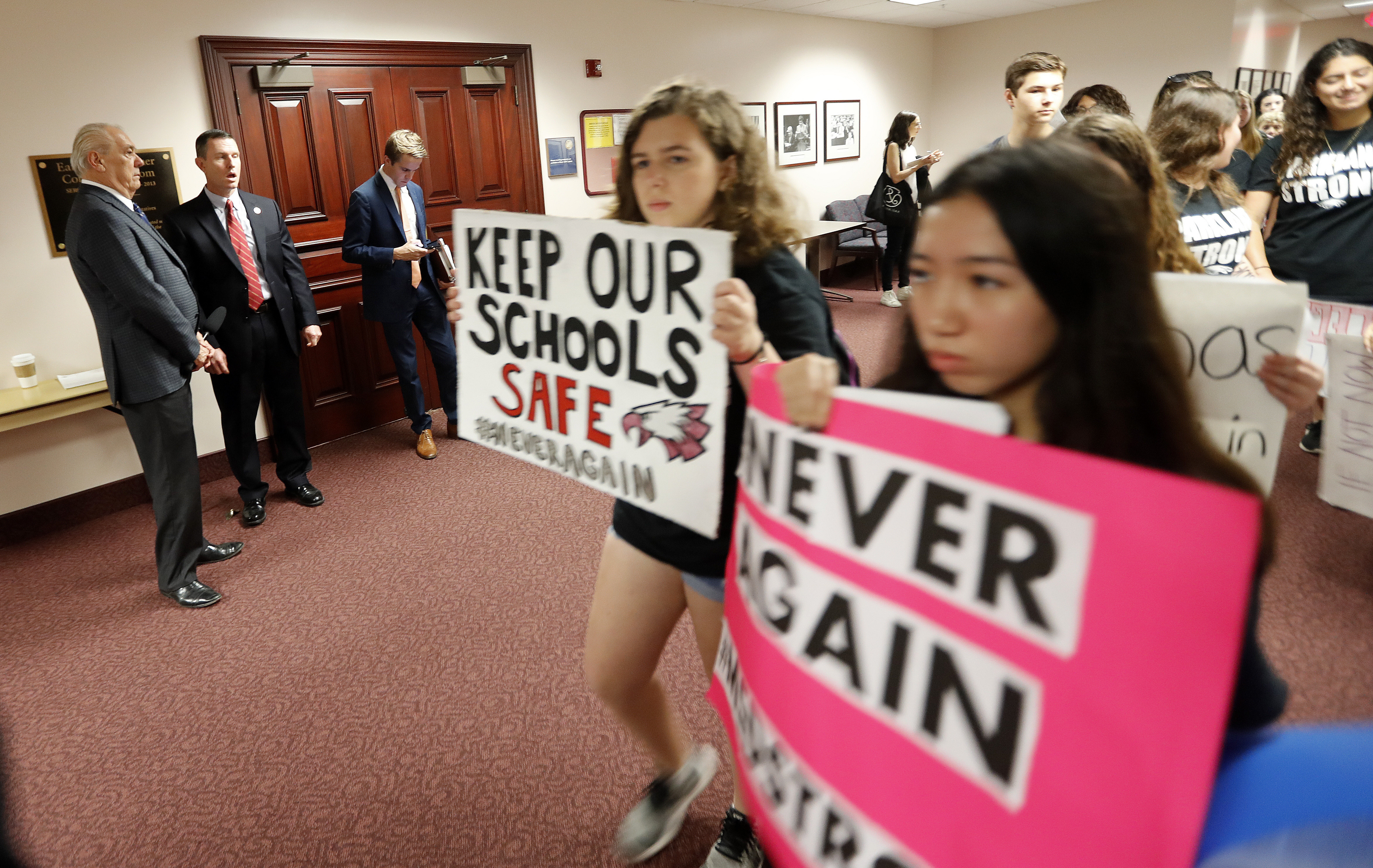 Survivors from Marjory Stoneman Douglas High School, where 17 students and faculty were killed in a shooting, at the Florida Capitol in Tallahassee in 2018. (Gerald Herbert/AP)