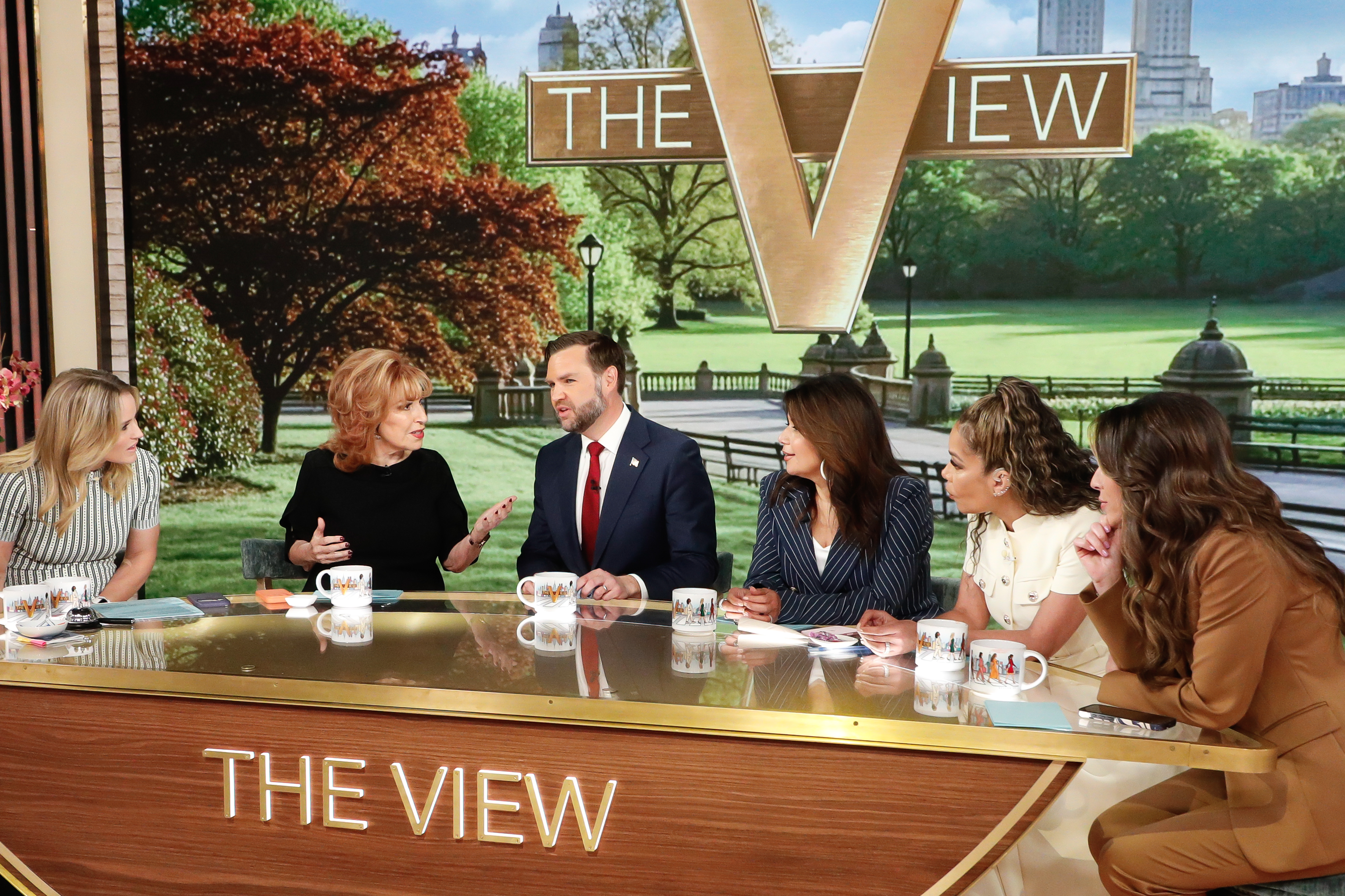 Vice President JD Vance makes an appearance on "The View" in New York on Tuesday. (Lou Rocco/ABC/AP)