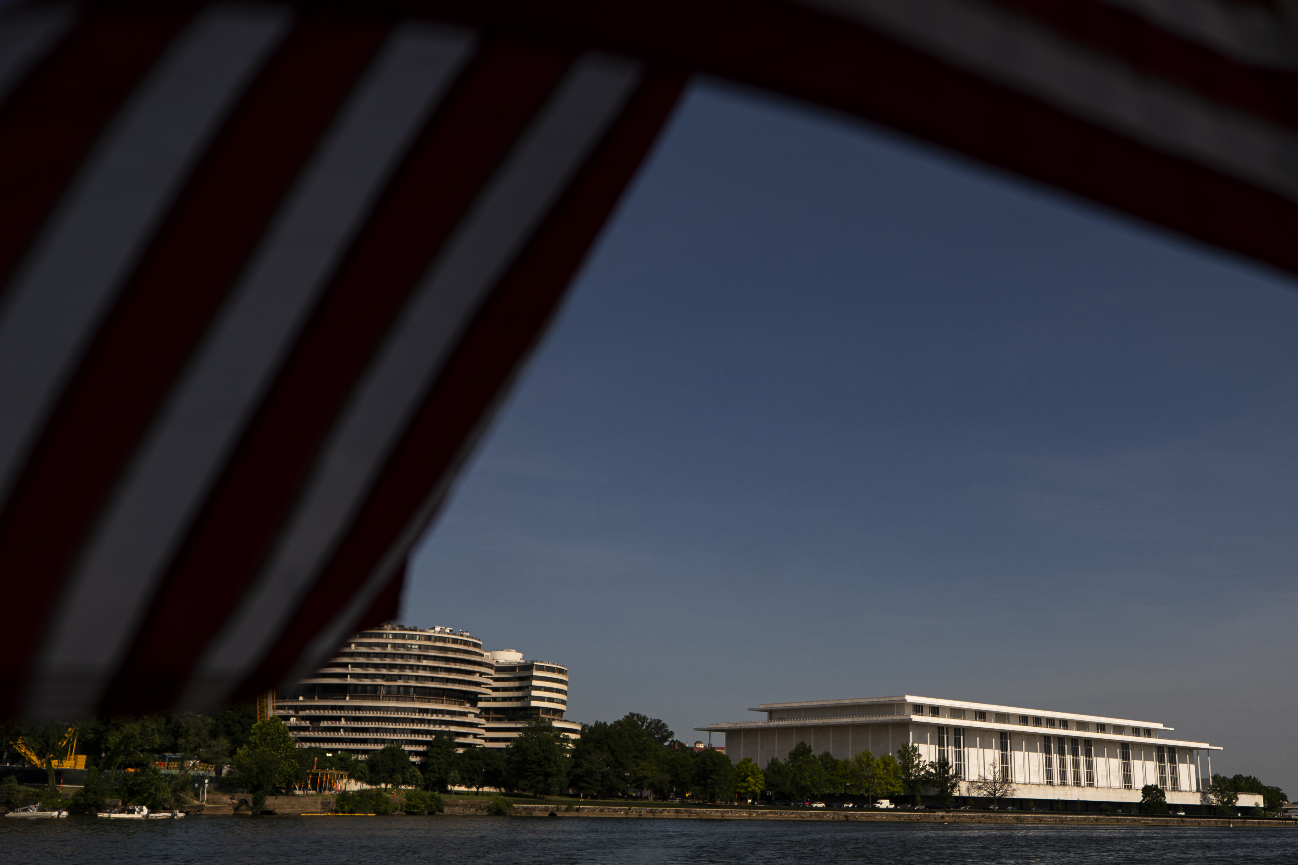 The Kennedy Center in June, as seen from the Potomac River. (Al Drago/For The Washington Post)