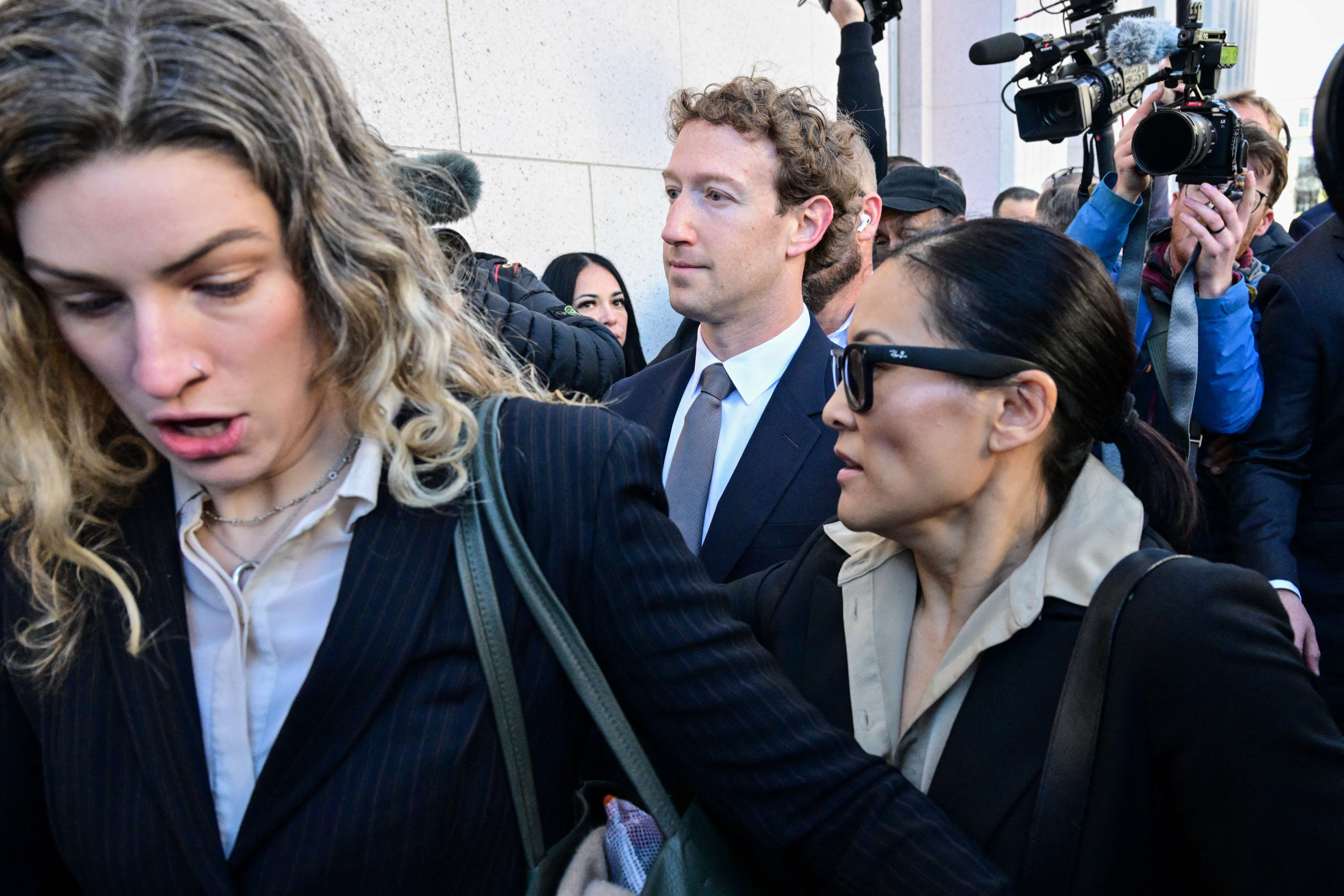 Meta CEO and Chairman Mark Zuckerberg arrives at a Los Angeles courthouse in February. (Frederic J. Brown/AFP/Getty Images)