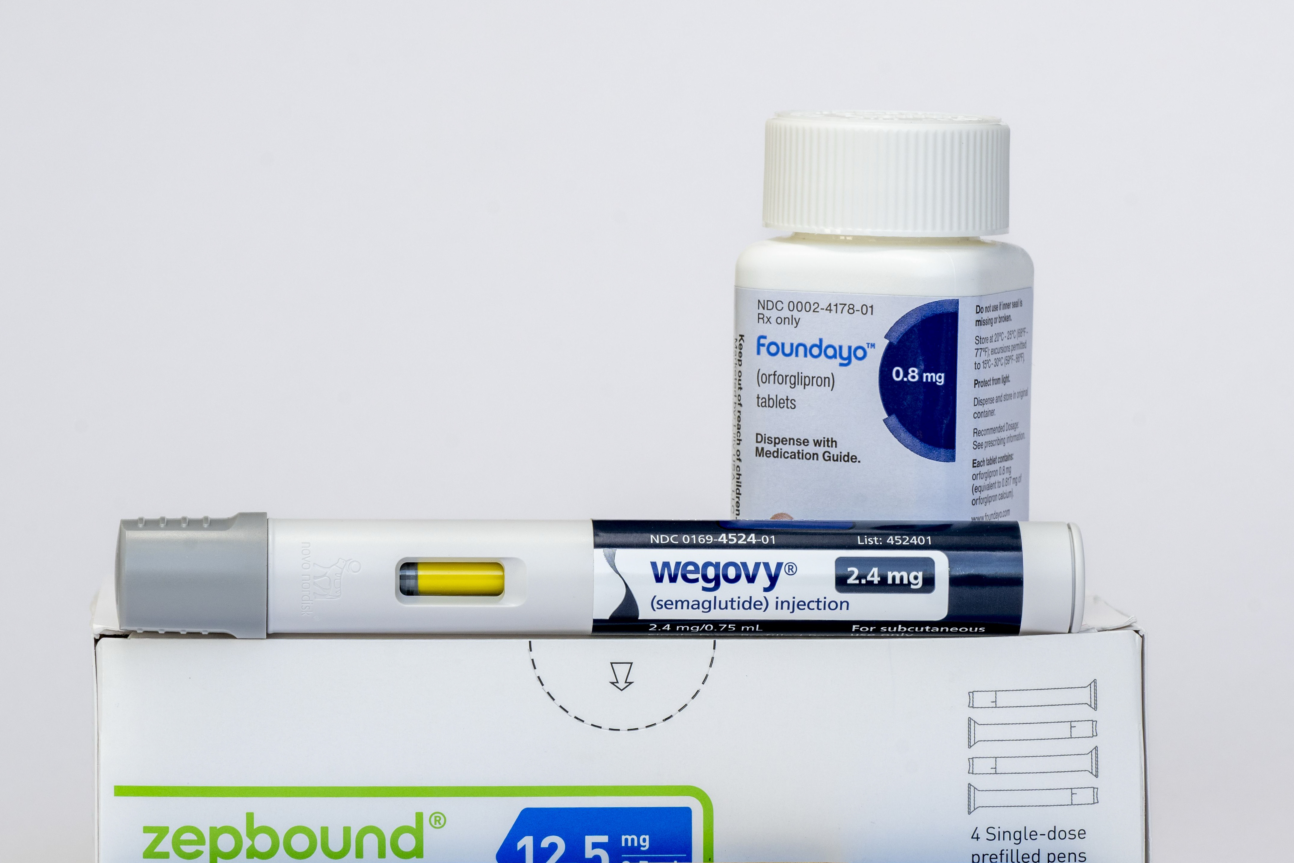 Eli Lilly’s Zepbound injection and Foundayo tablet will be covered, as will Novo Nordisk’s Wegovy, in injection and pill form. (Getty Images)