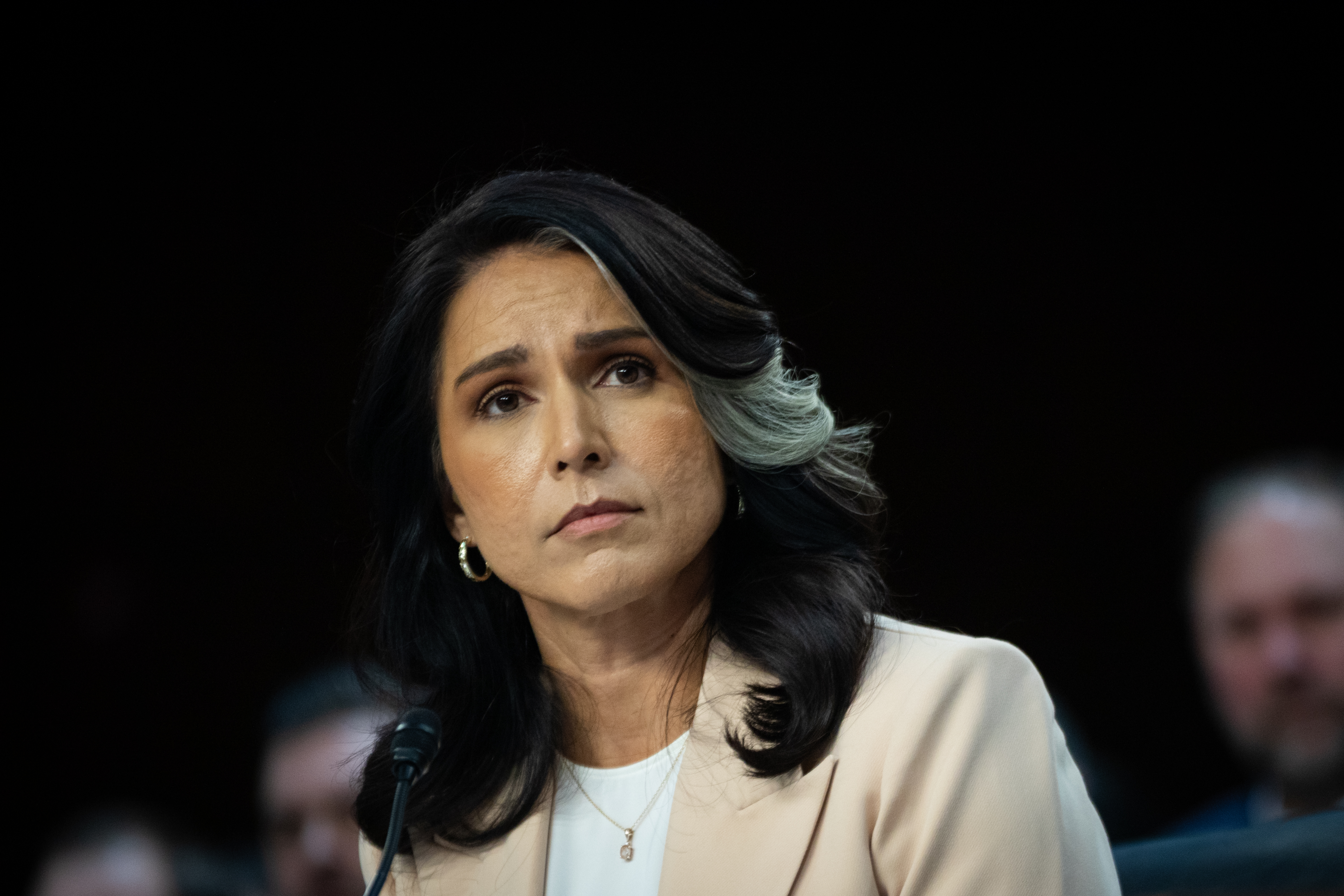 Tulsi Gabbard, director of national intelligence, testifies during a Senate hearing last year. (Maansi Srivastava/For The Washington Post)