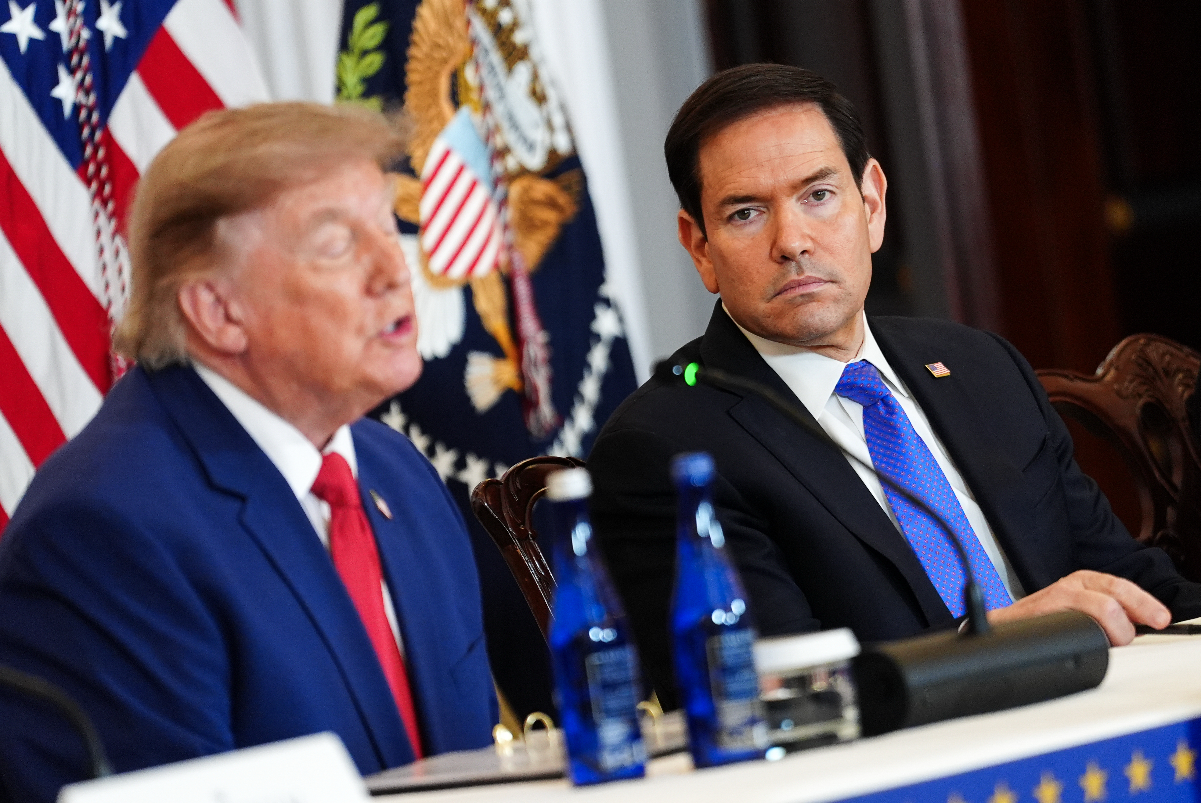 President Donald Trump and Secretary of State Marco Rubio, pictured earlier this month. (Julia Demaree Nikhinson/AP)