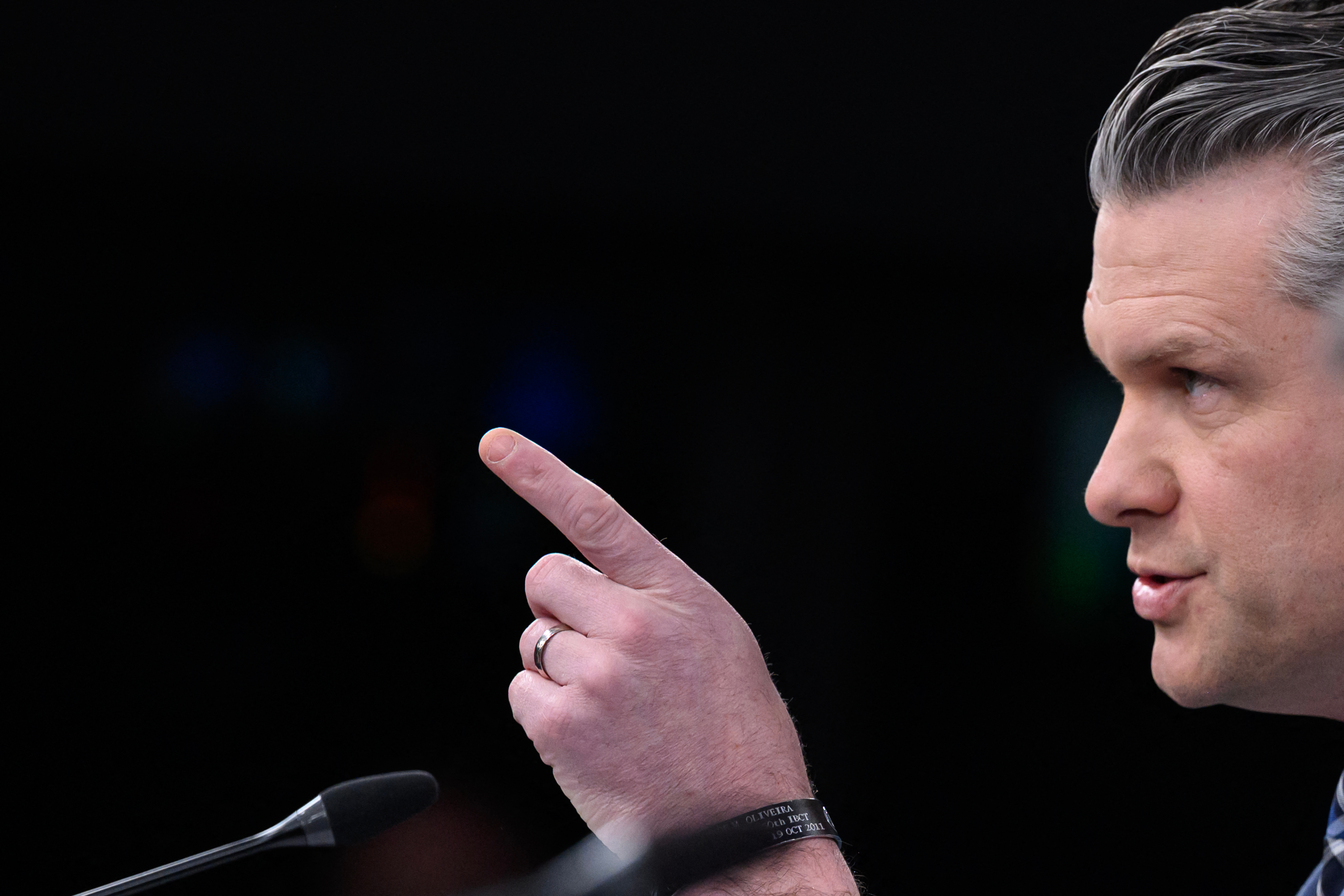 Defense Secretary Pete Hegseth speaks during a news conference at the Pentagon on March 19. (Mandel Ngan/AFP/Getty Images)