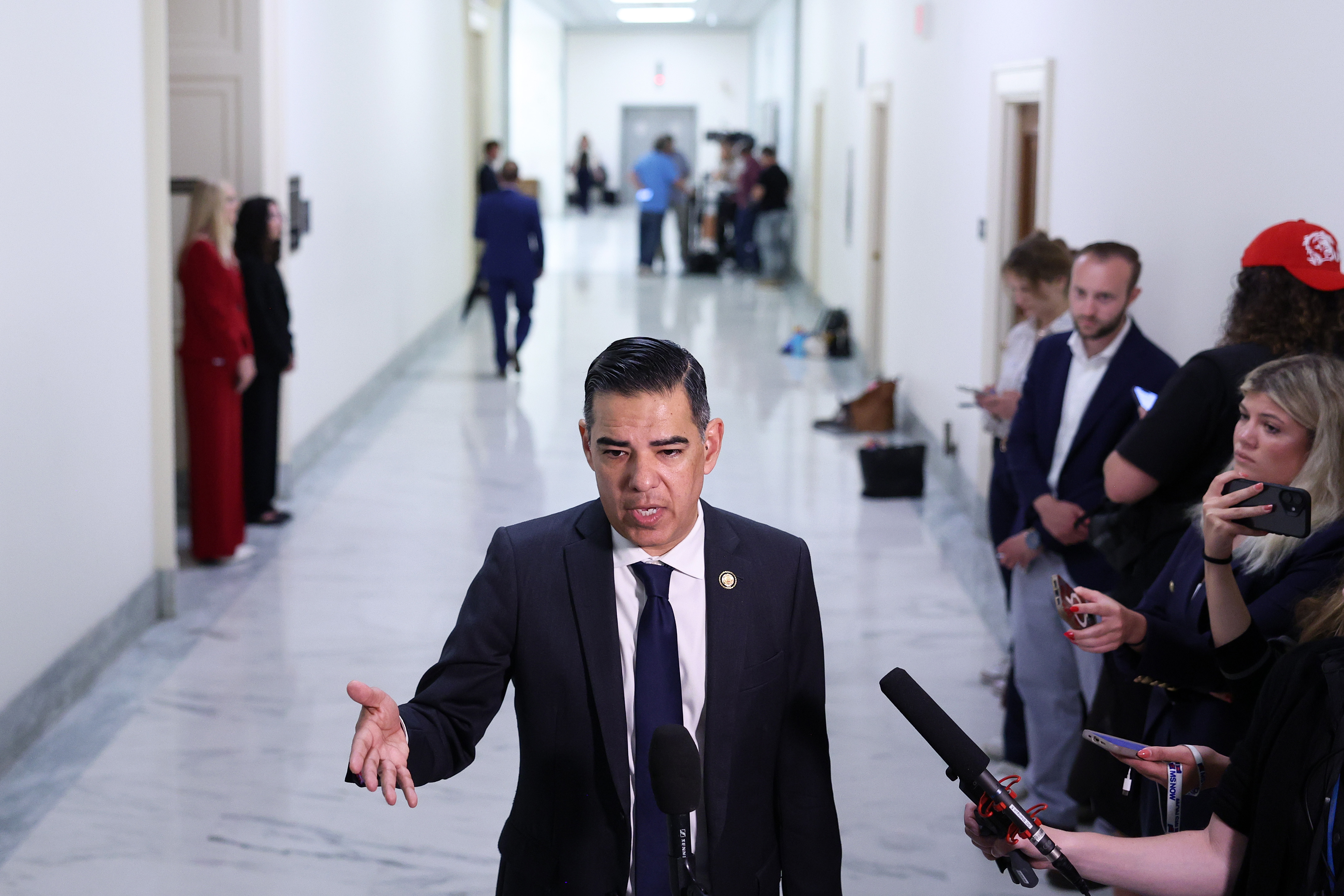 Rep. Robert Garcia (D-California) speaks to the media in June. (Tom Brenner/Getty Images)